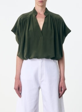 Cory Silk Blouse, Kaki