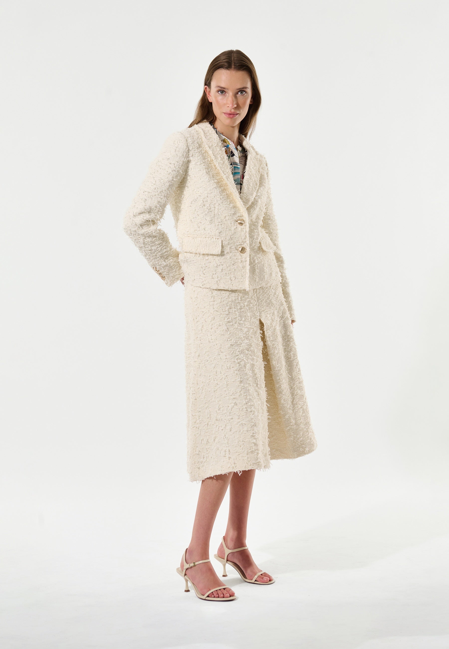 MartineDea Blazer With Pockets Boucle, Creme