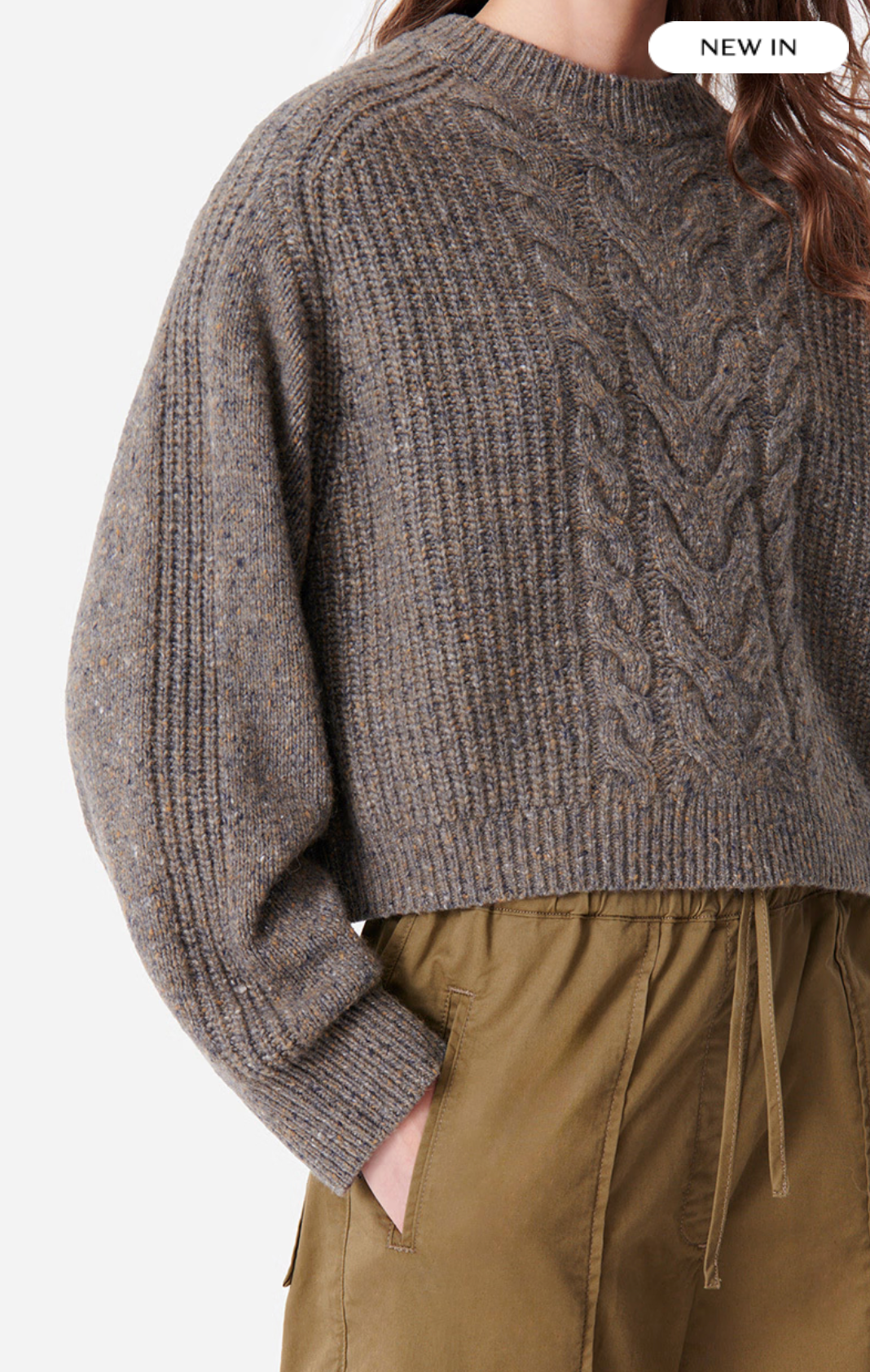 Delora Cable Knit Sweater, Taupe