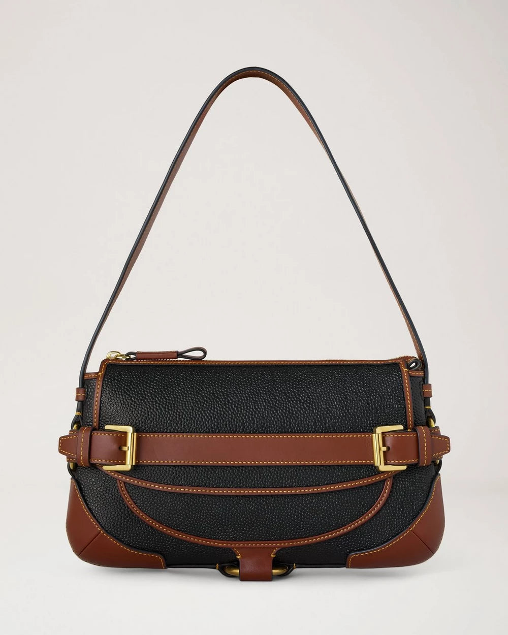Lennox Shoulder Scotchgrain, Black-Cognac