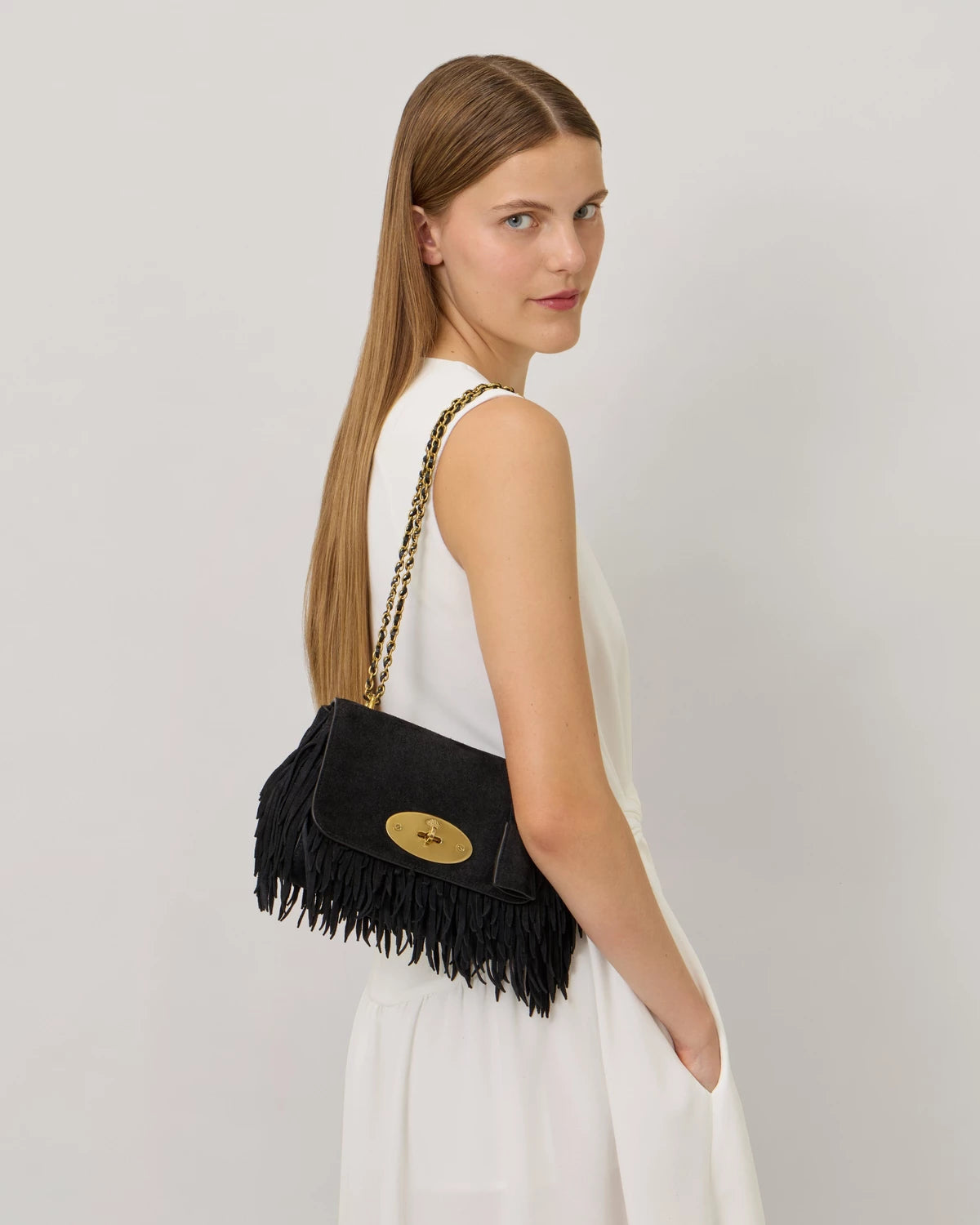 Lily Suede Fringe, Black