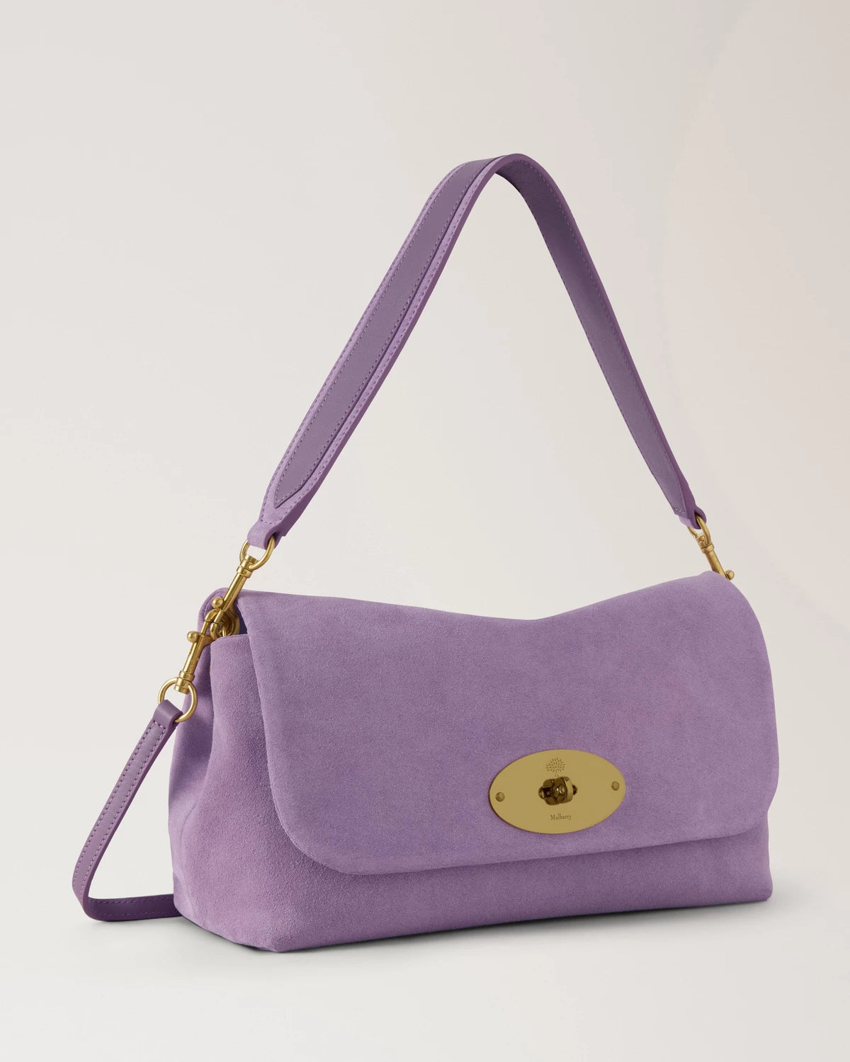 Delilah Flap Suede Bag, Lilac Haze