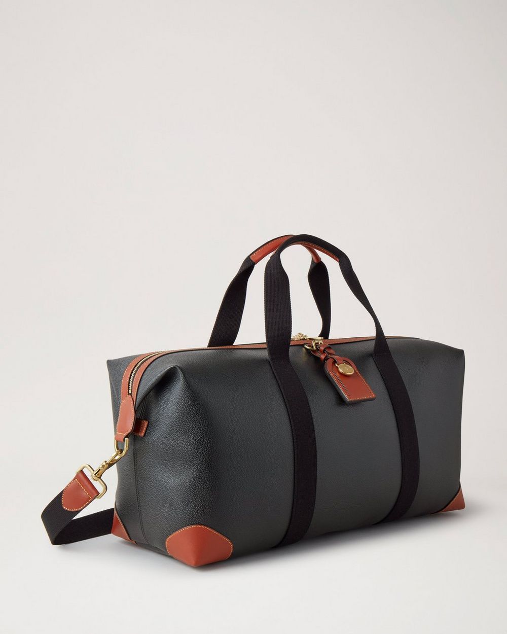 Heritage Medium Clipper Weekender, Black-Cognac