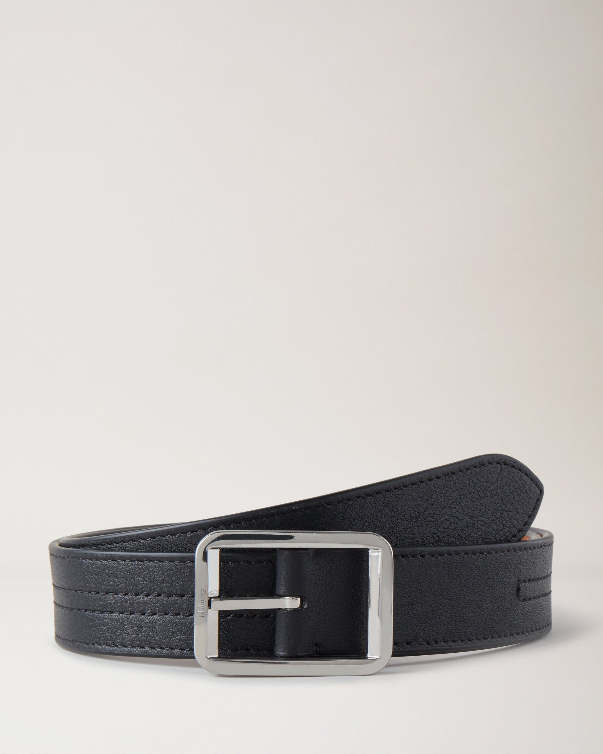 Reversible Belt With Stitches, Black / Oak