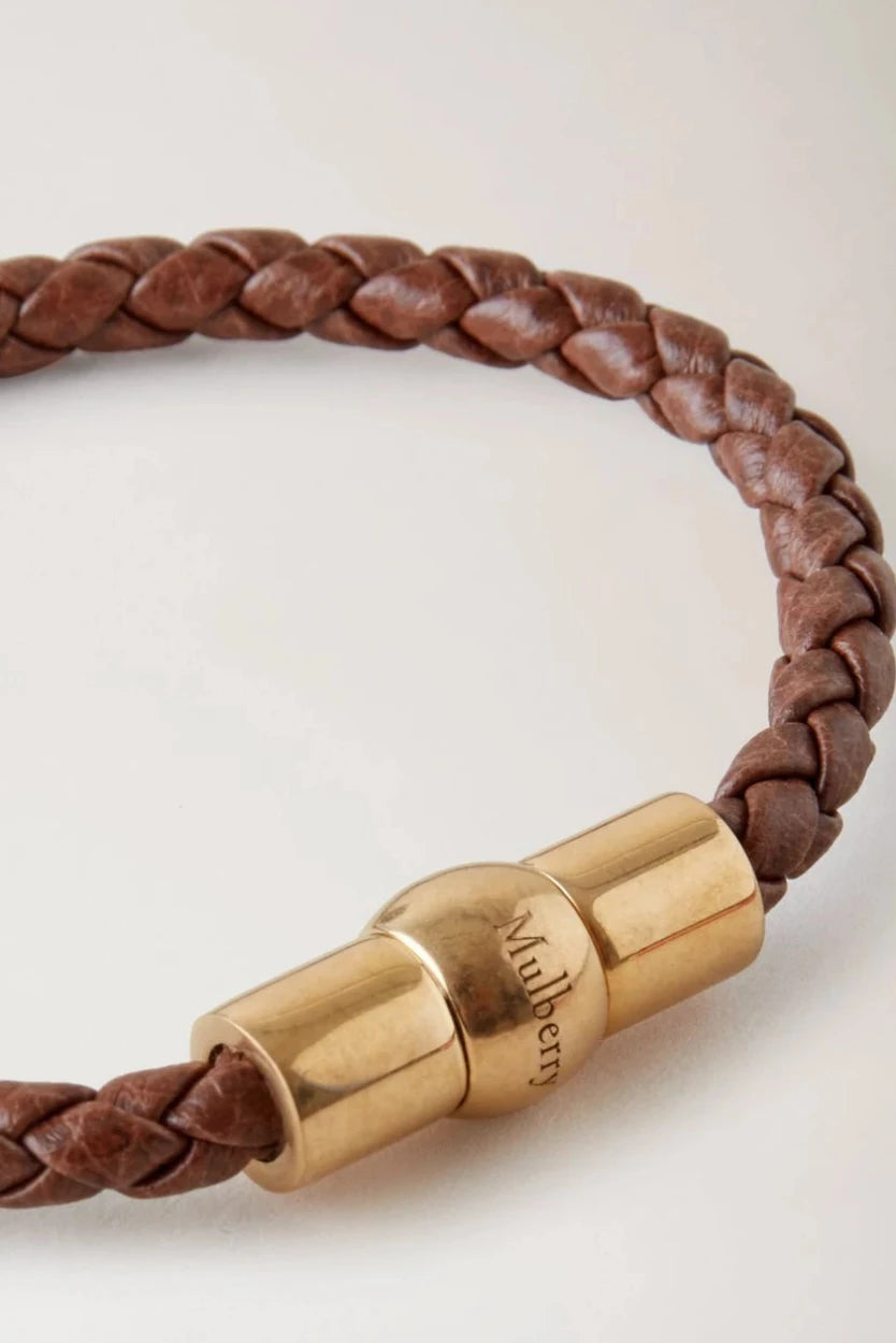 Iris Unisex Woven Leather Bracelet, Oak