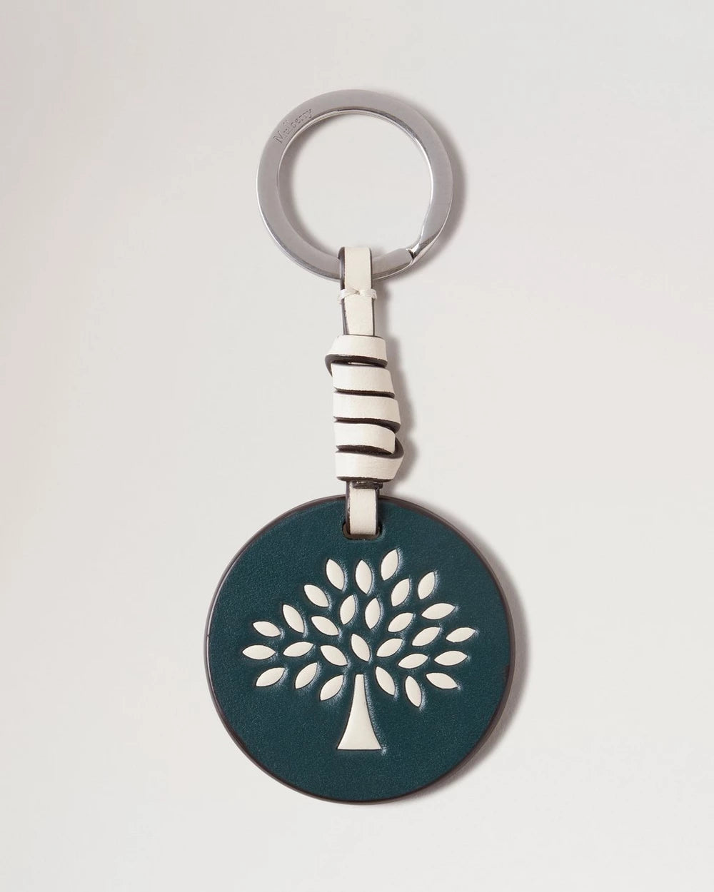 Tree Leather Keyring, Mulberry Green- Eggshell