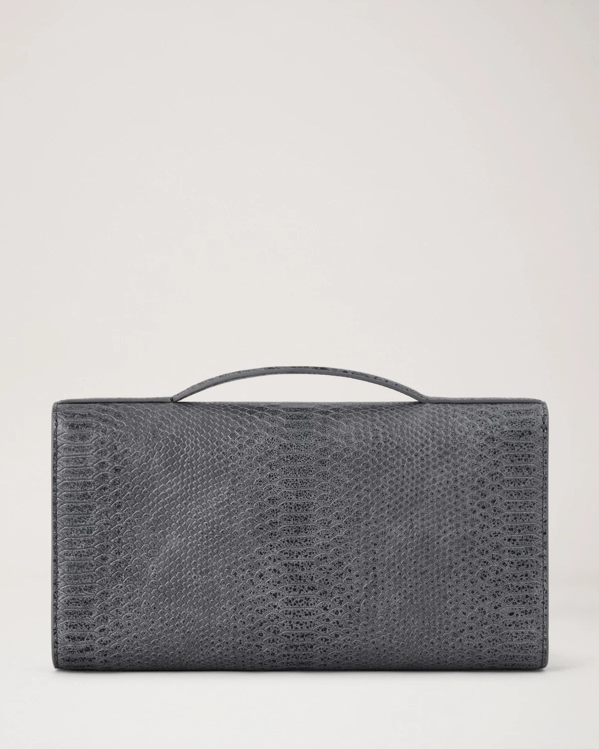 Lily Clutch, gewachstes Schlangenmuster, Nebelgrau