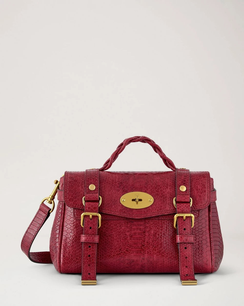 Mini Alexa Waxed Snake Print, Apple Red