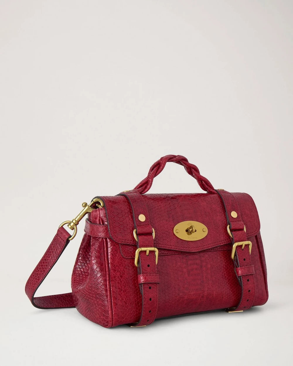 Mini Alexa Waxed Snake Print, Apple Red