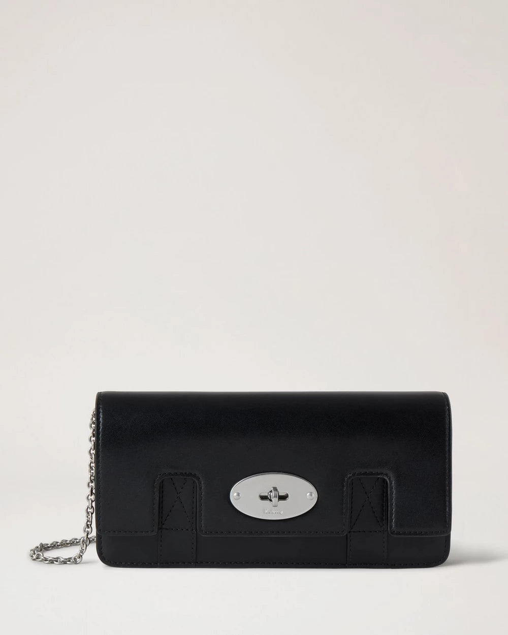 East West Bayswater Clutch, Black Shiny Smooth Classic Calf