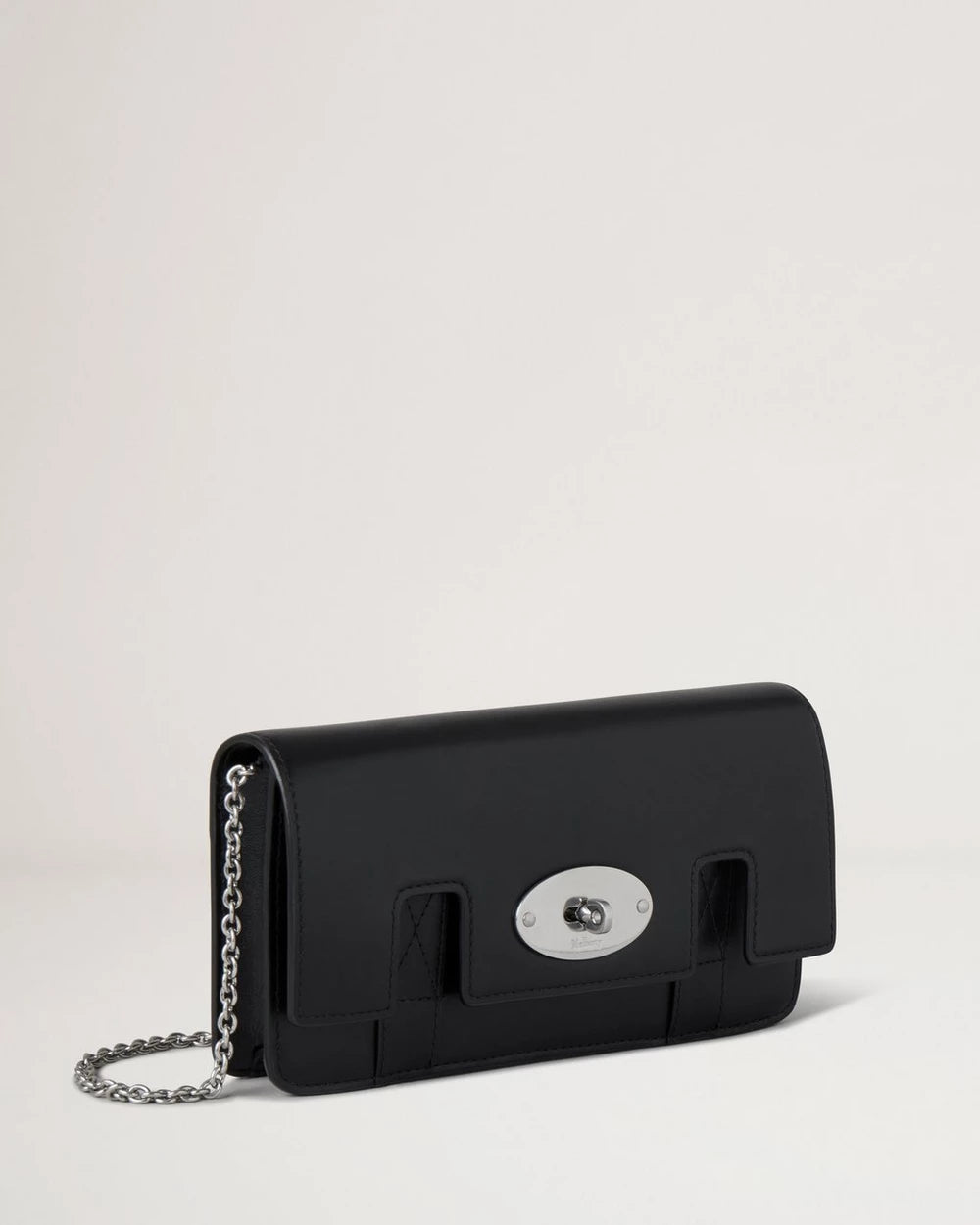 Mulberry East West Bayswater Clutch Black Shiny Smooth Classic Calf