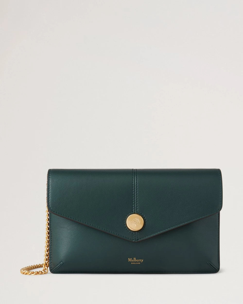 Press Stud Pochette On Chain, Mulberry Green