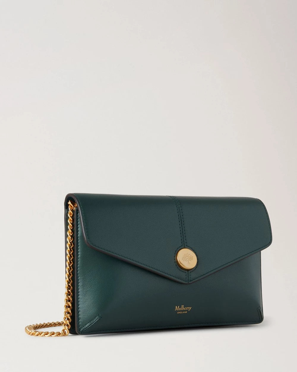 Press Stud Pochette On Chain, Mulberry Green