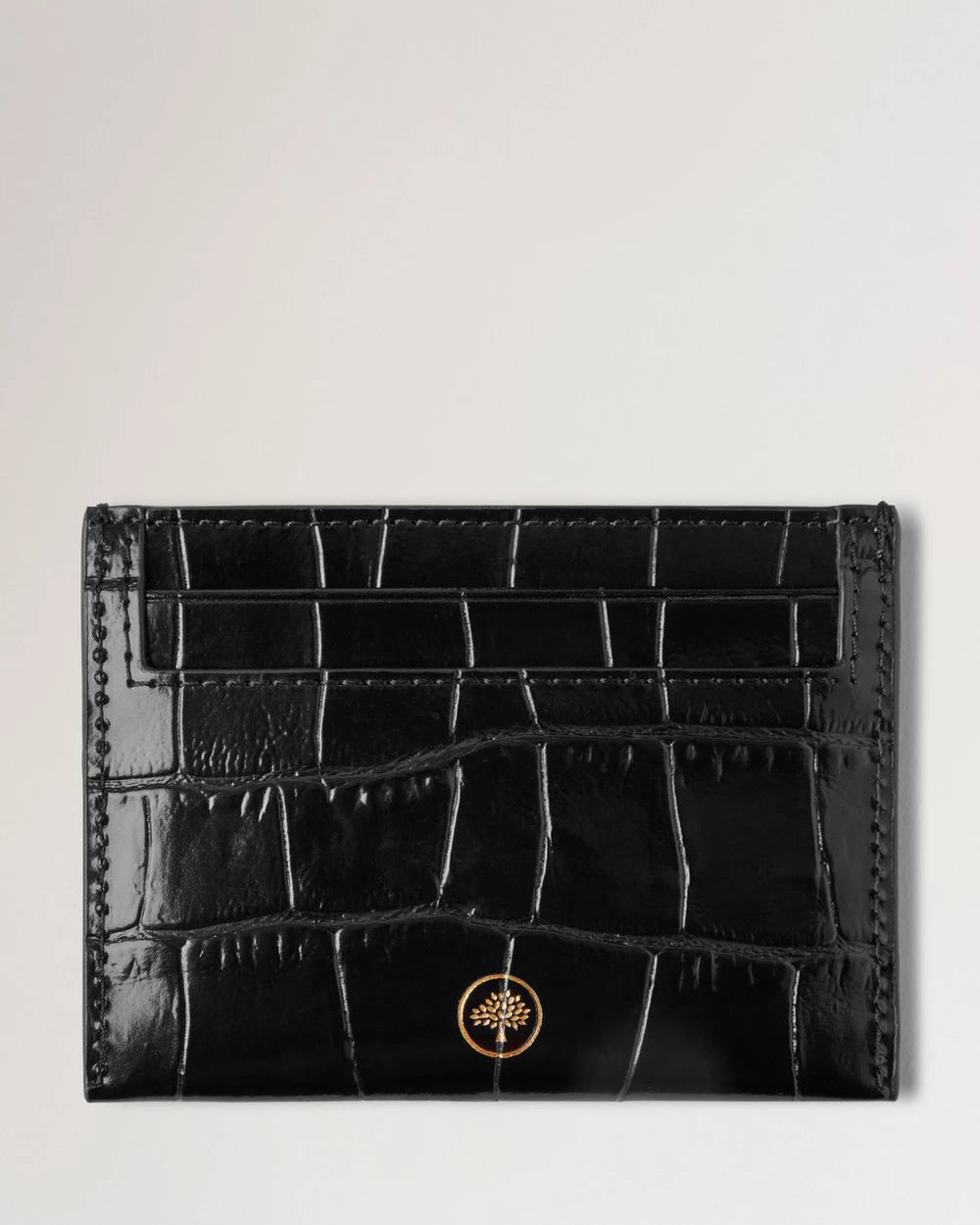 Continental Credit Card Slip, Black Croc