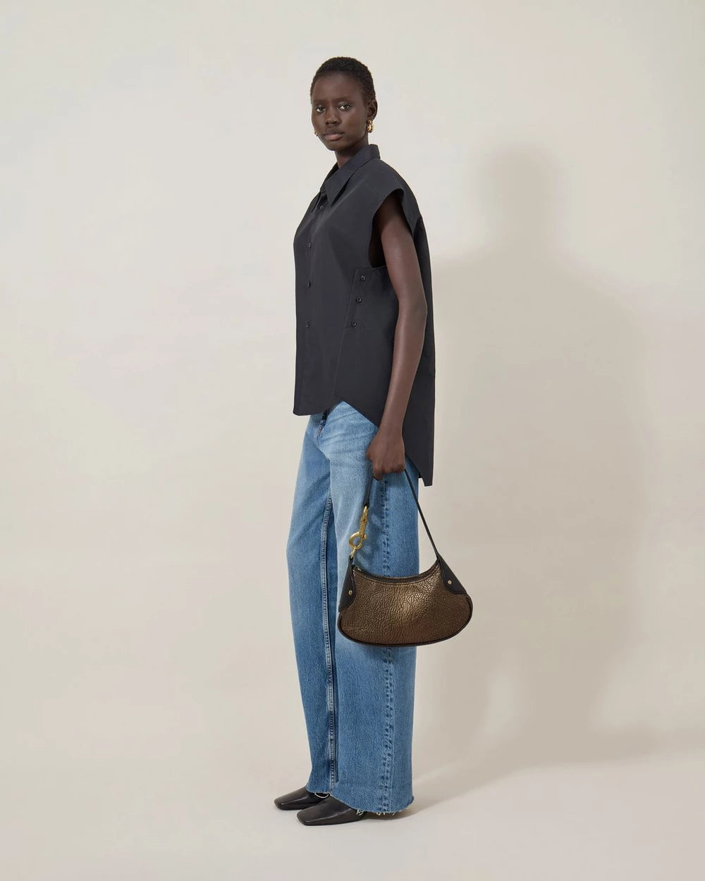 Small Hackney Shoulderbag, Metallic Bronze