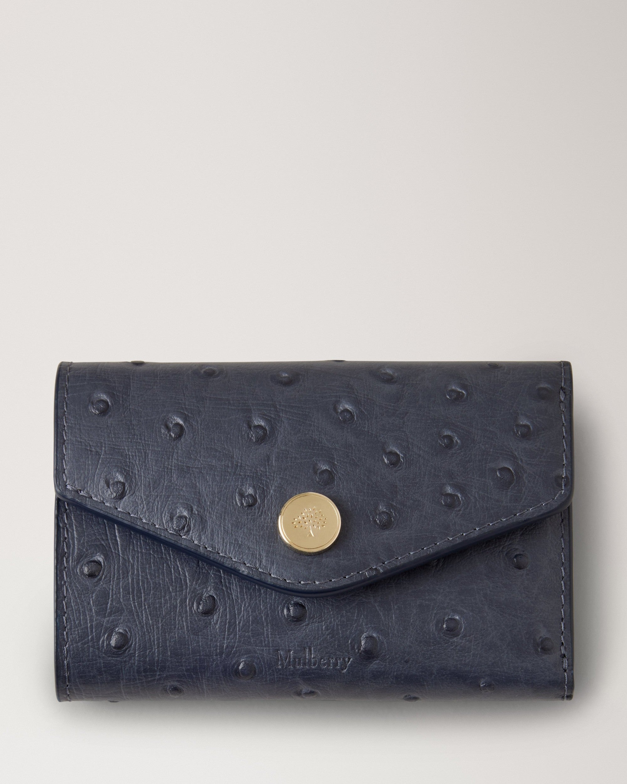 Folded Multi-Card Wallet Ostrich, Stormy Blue