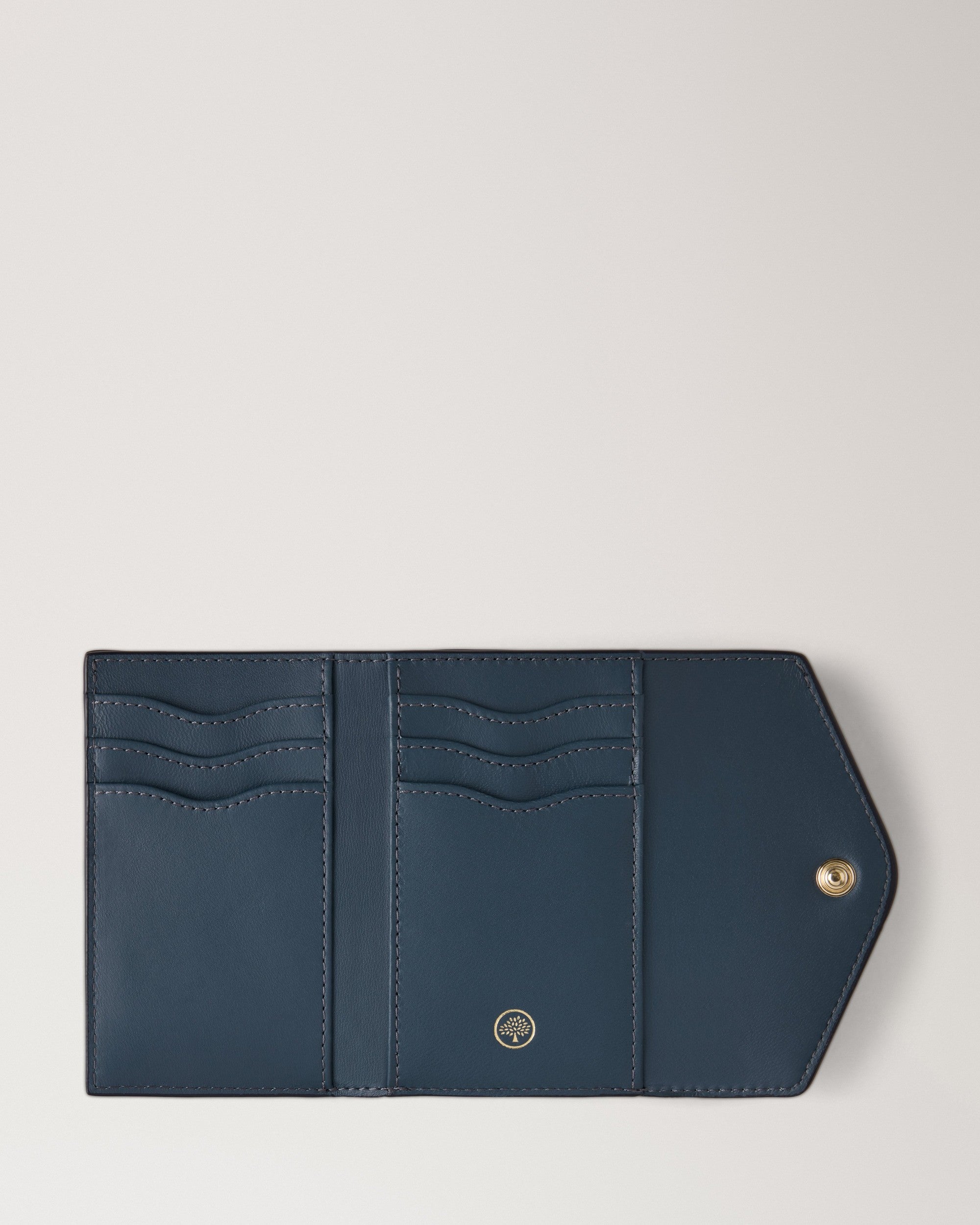 Folded Multi-Card Wallet Ostrich, Stormy Blue