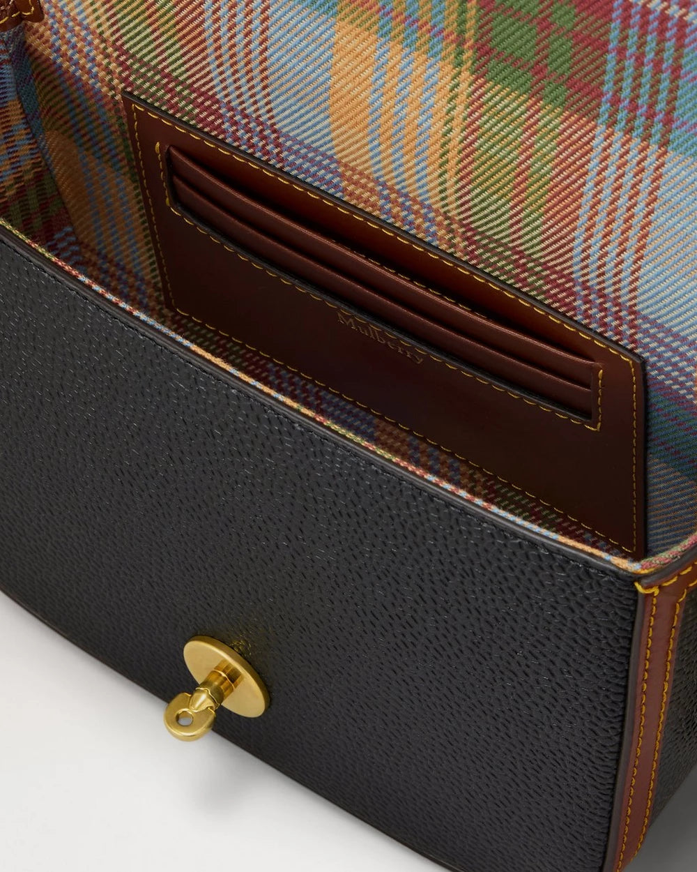 Small Darley Satchel Bag, Scotchgrain Black - Cognac