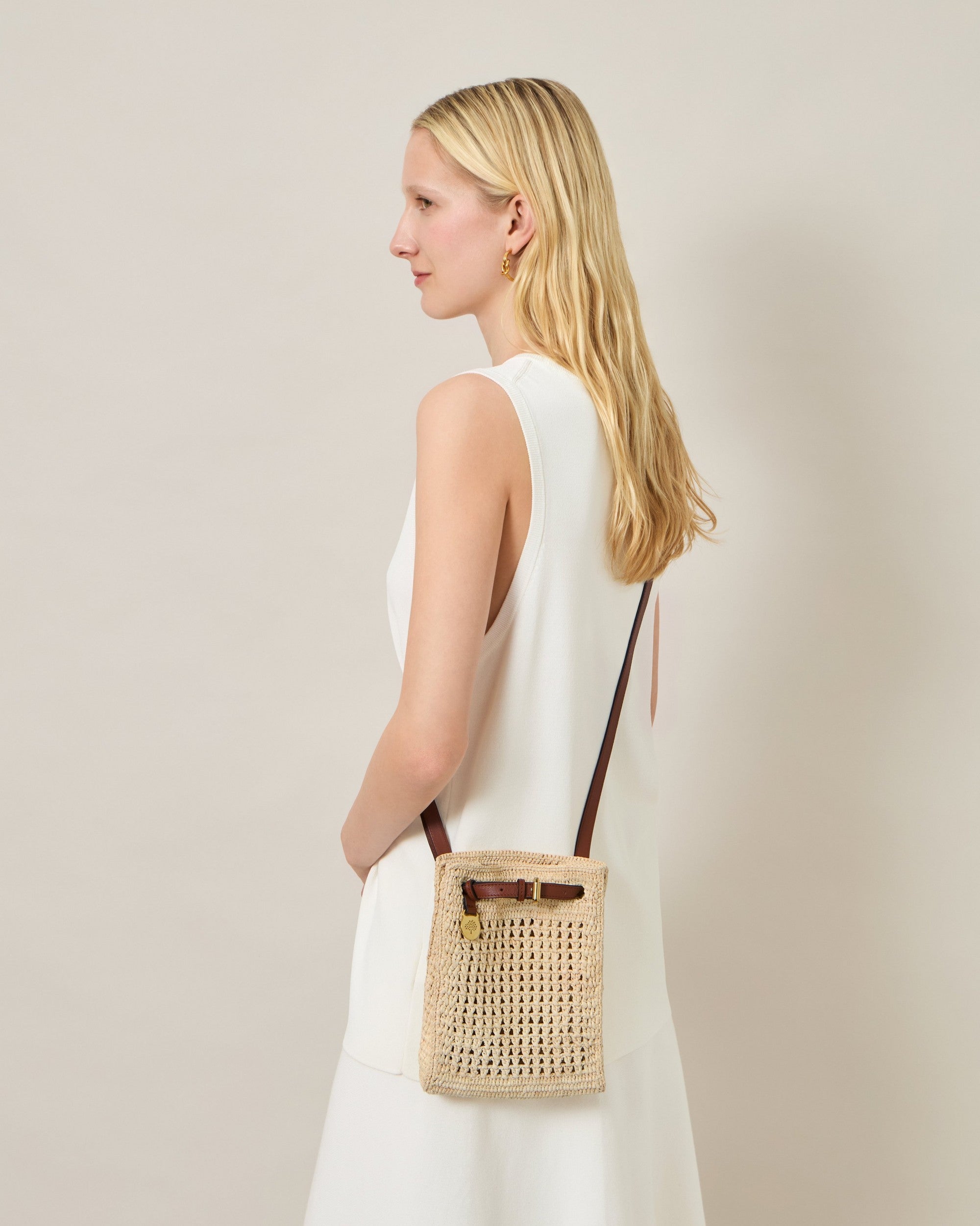 Crochet Crossbody Bag, Natural