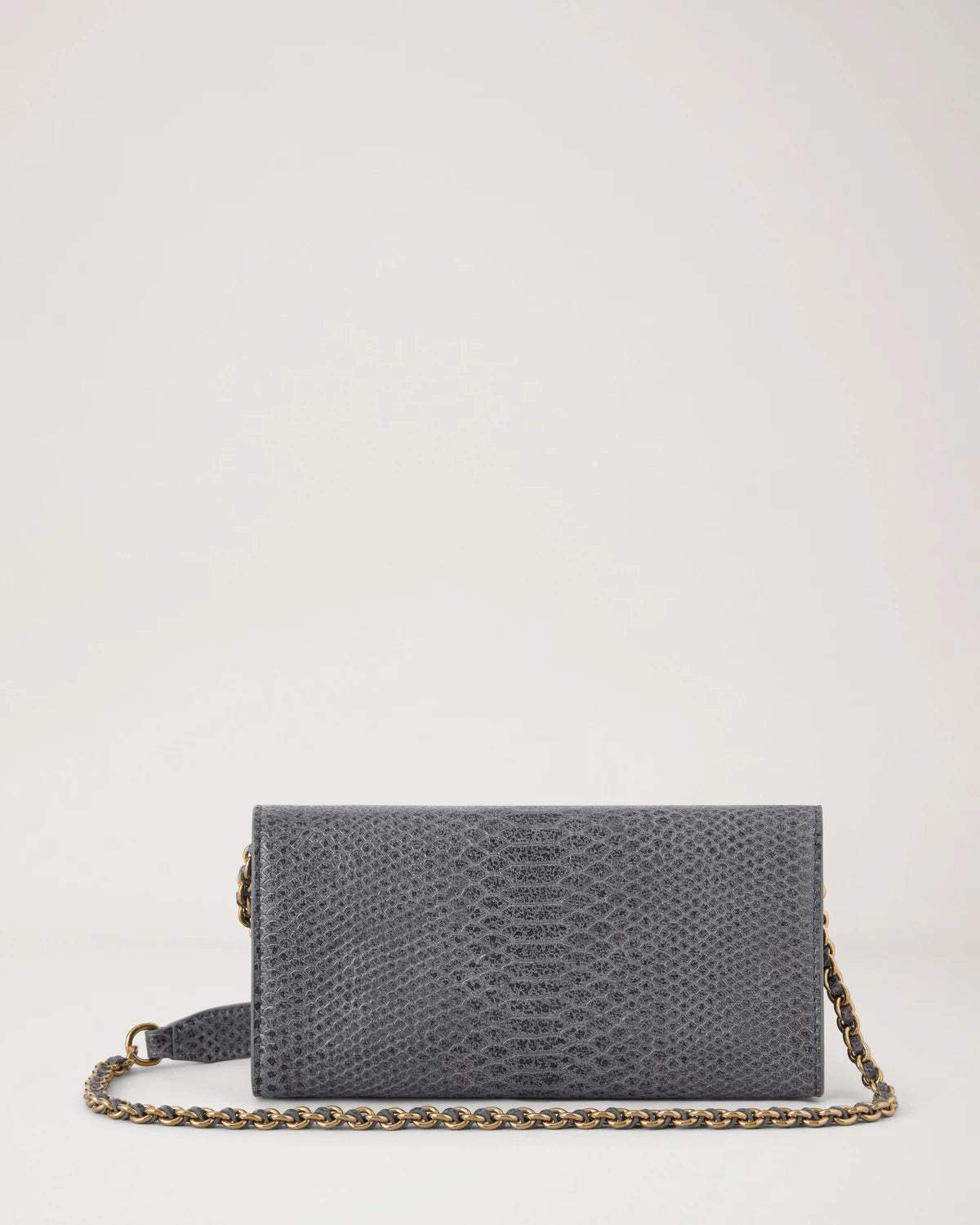 Lily Chain Wallet, Foggy Grey Waxed Snake Print