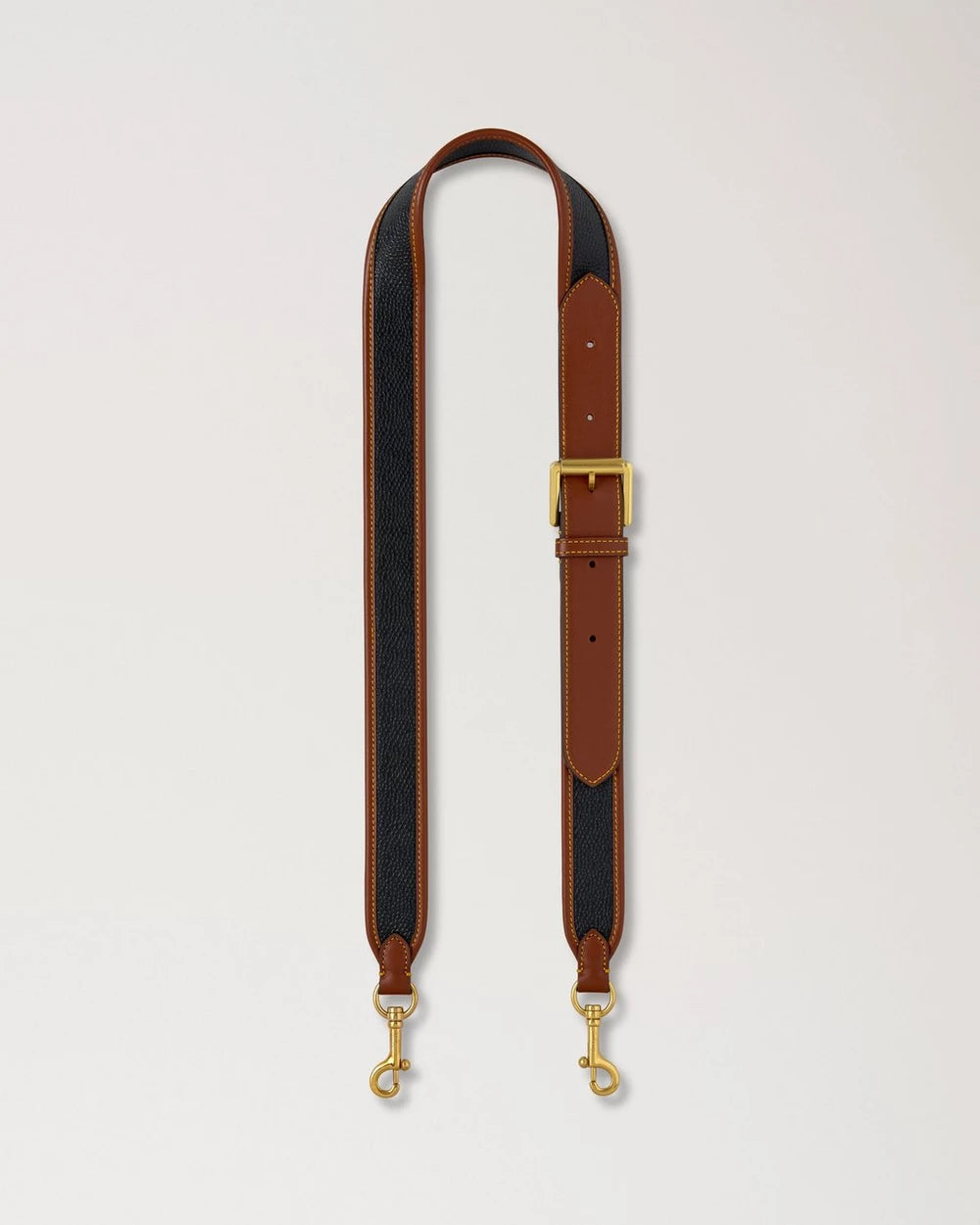 Scotchgrain Shoulder Strap, Black - Cognac