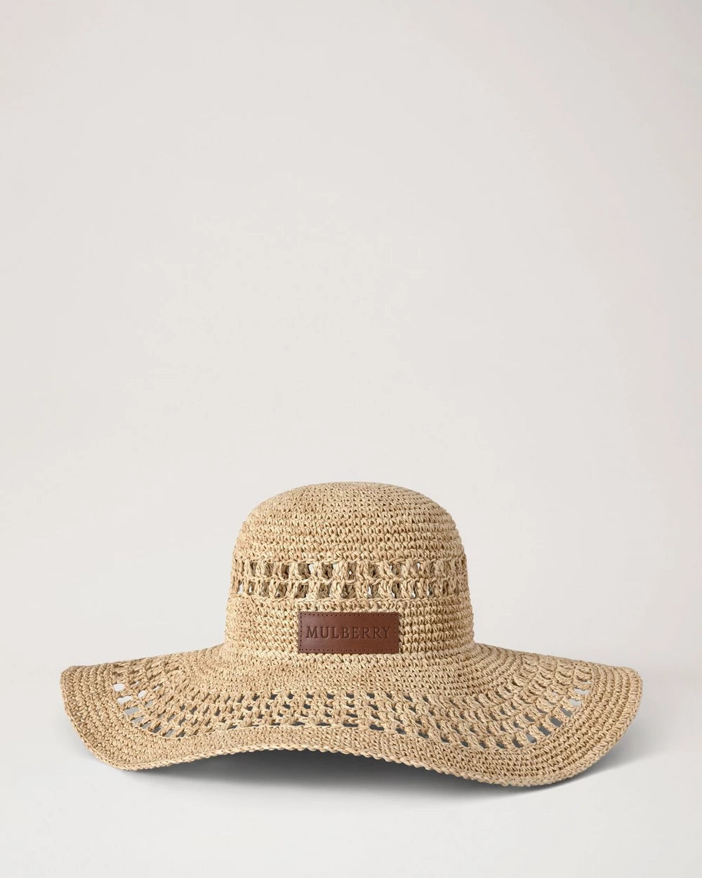Crochet Straw Hat, Beige