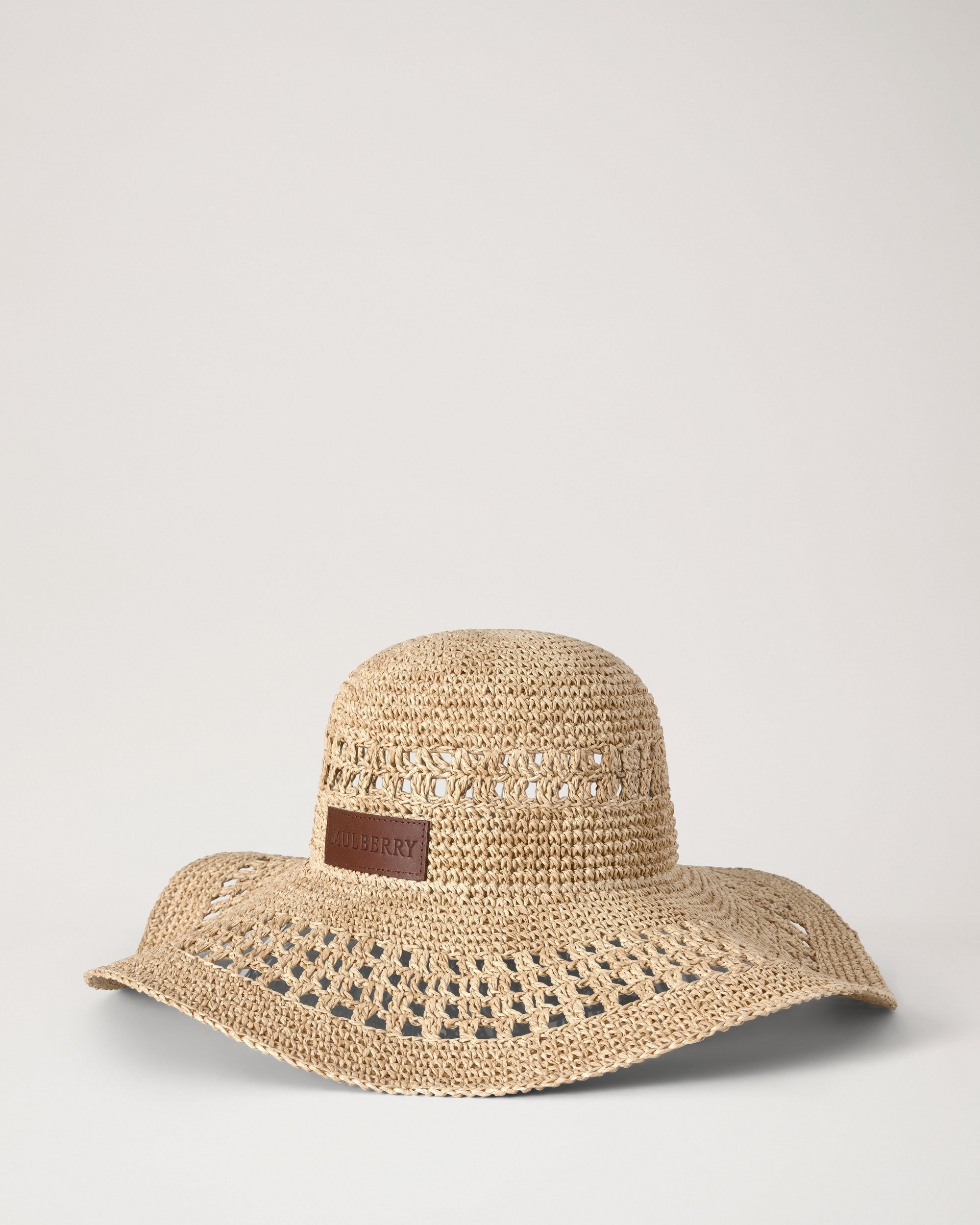 Crochet Straw Hat, Beige