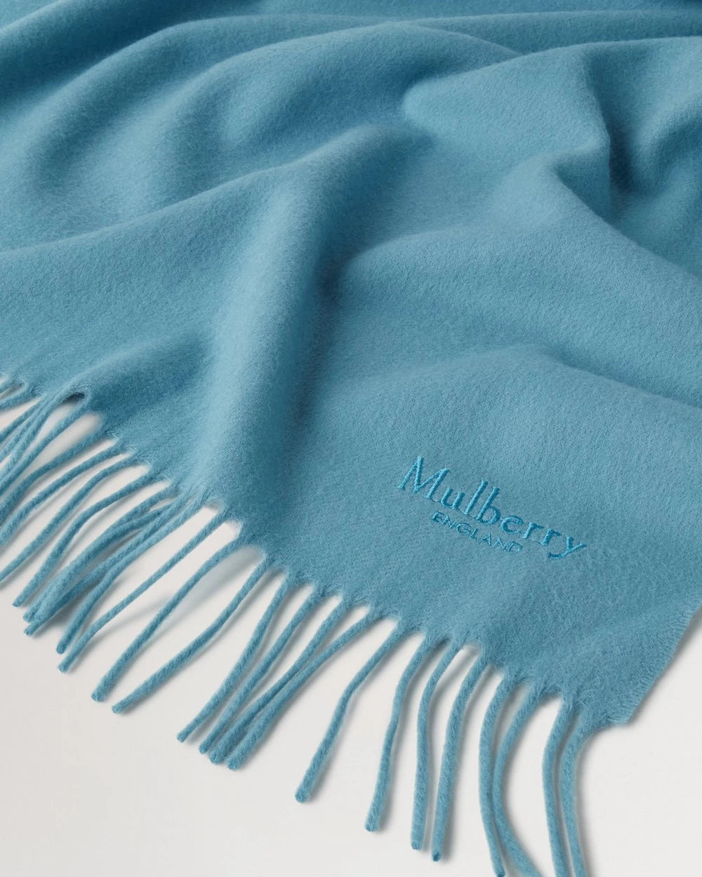 Solid Merino Wool Scarf, Kingfisher Blue