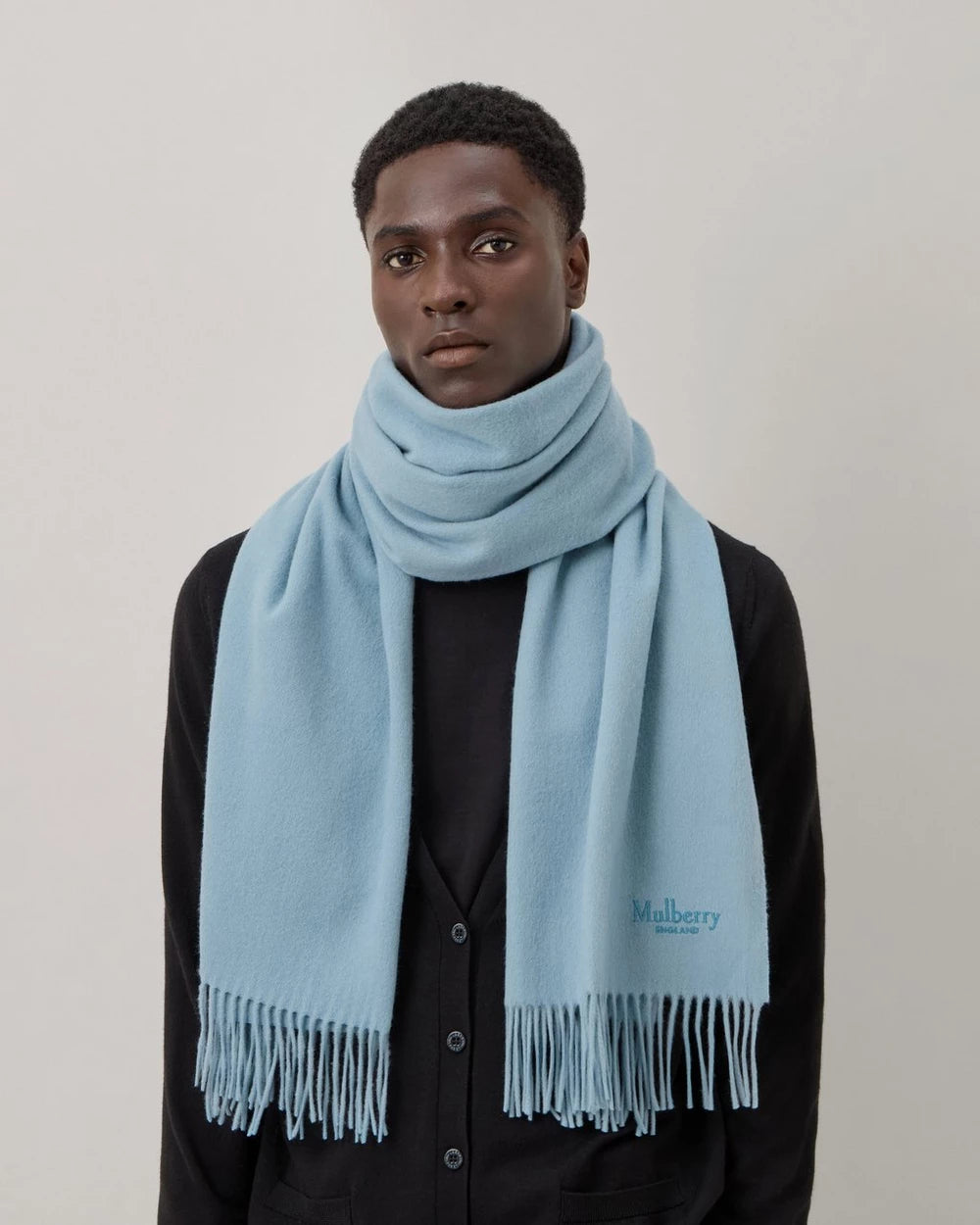 Solid Merino Wool Scarf, Kingfisher Blue