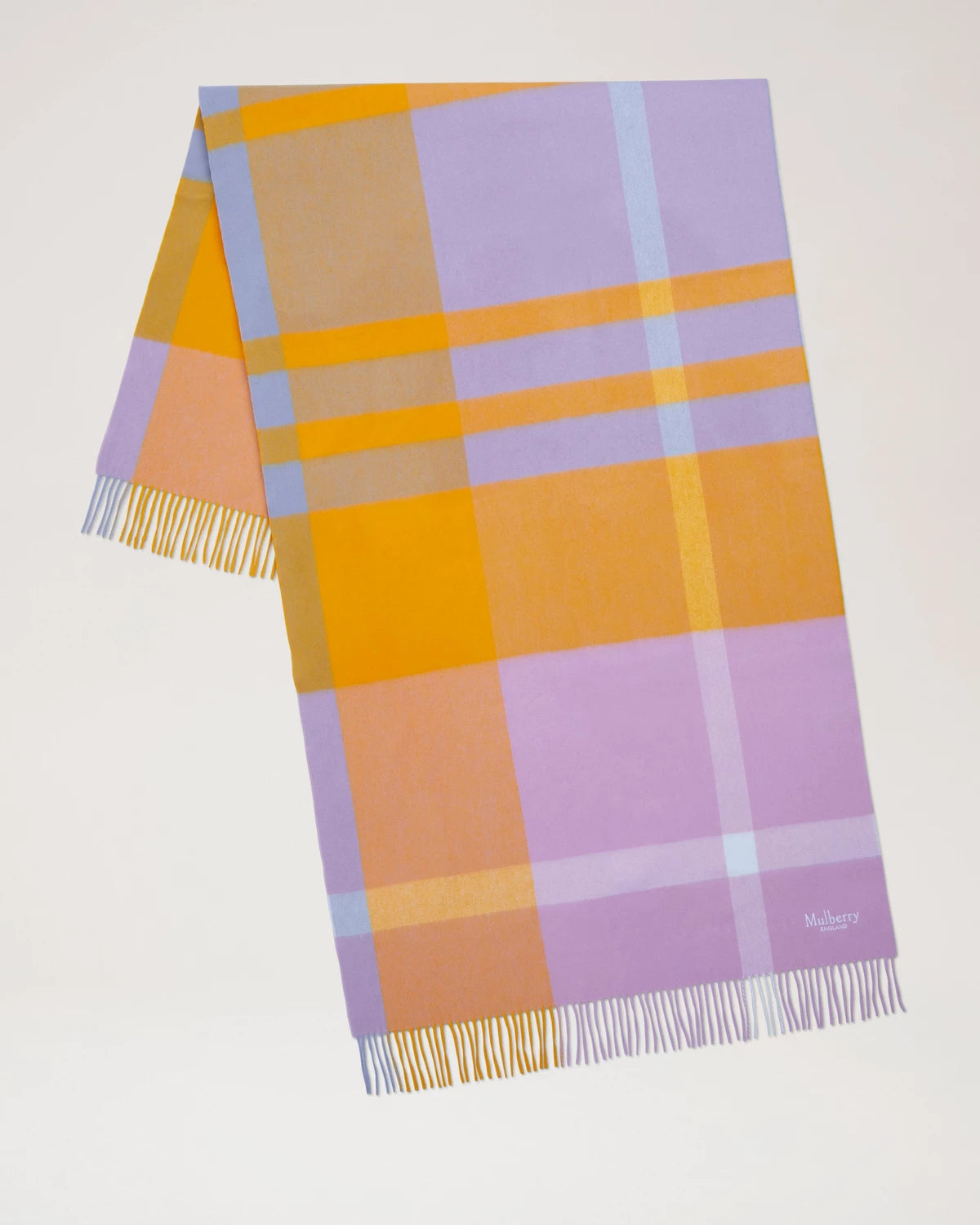 Large Check Scarf, Powder Rose - Double Yellow