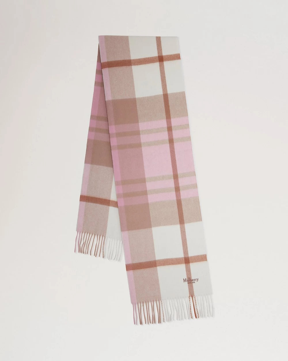 Liten rutig merinoullscarf, lönnpulverrosa