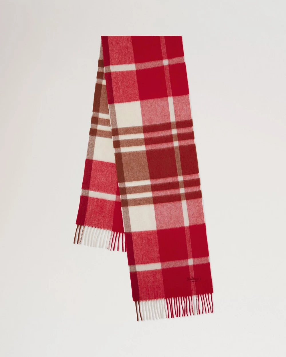 Small Check Merino Wool, Scarlet Red & Bright Oak