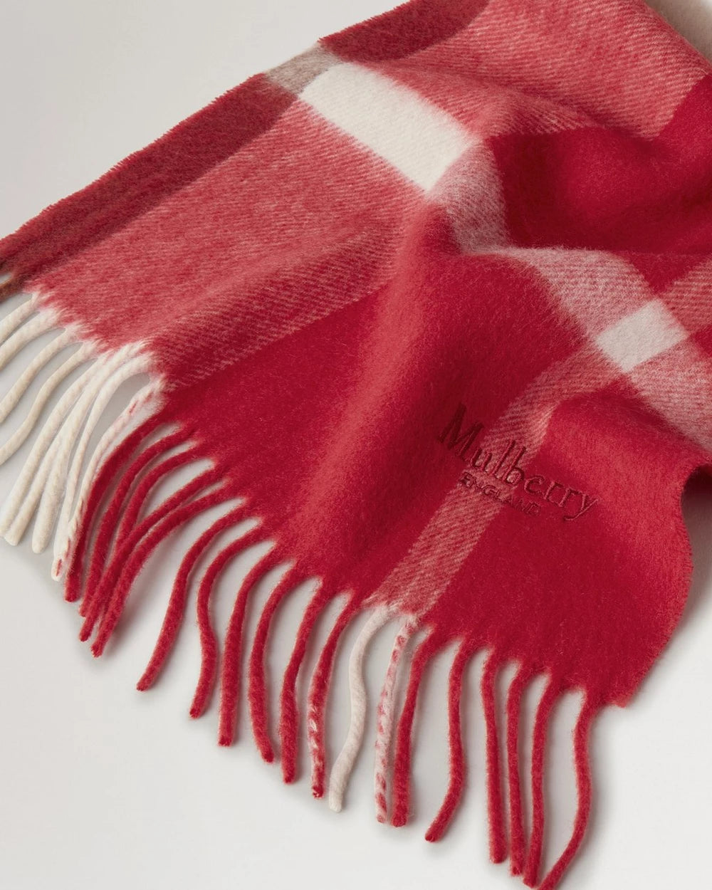 Small Check Merino Wool, Scarlet Red & Bright Oak