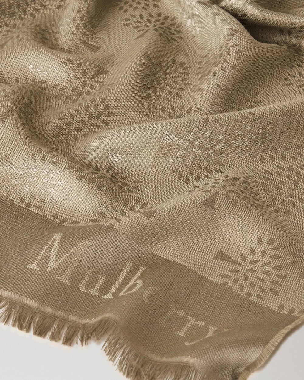 Mulberry Tree Rectangular Scarf, Linen Green