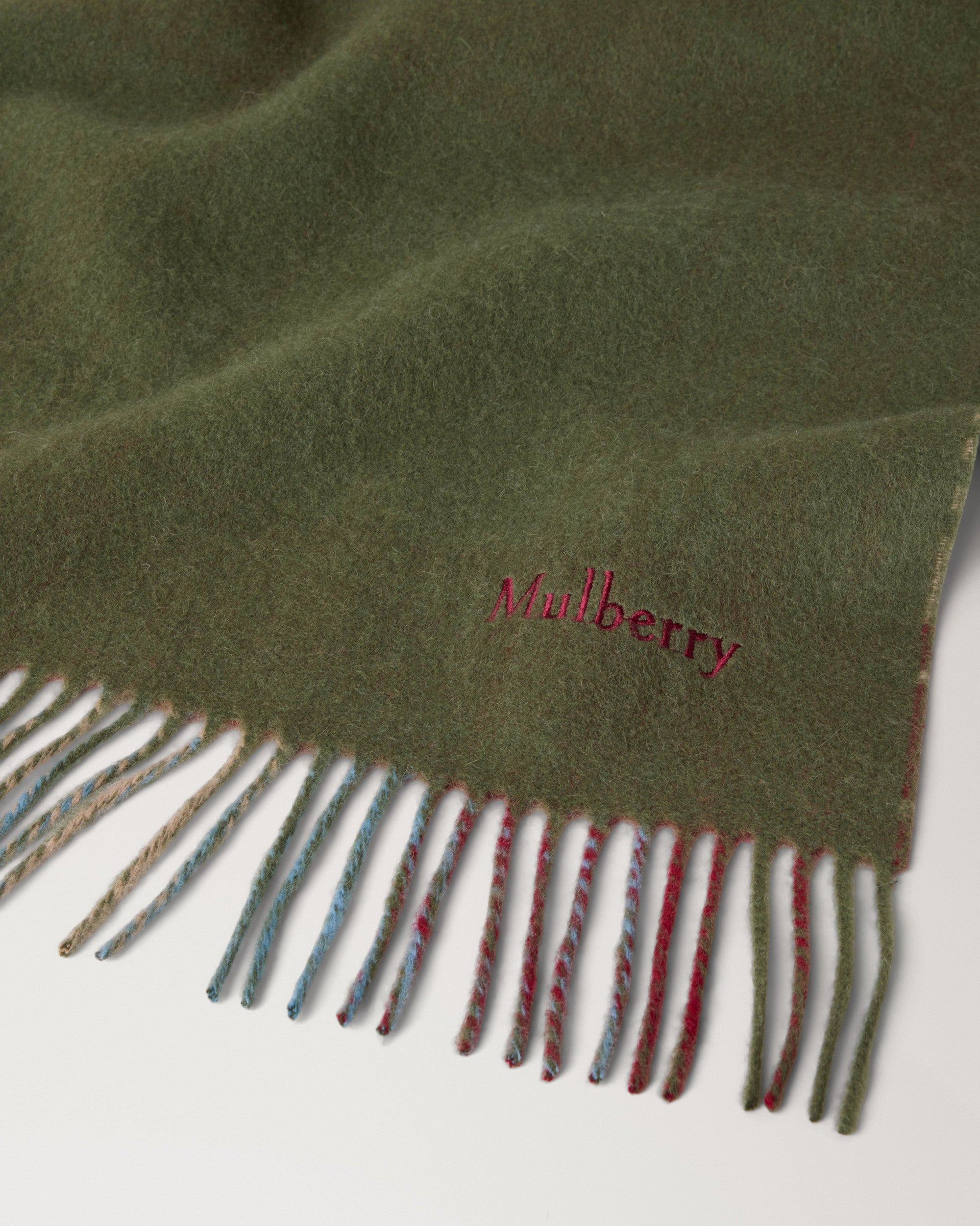 Large Reversible Heritage Check Scarf, Moss-Sky Blue