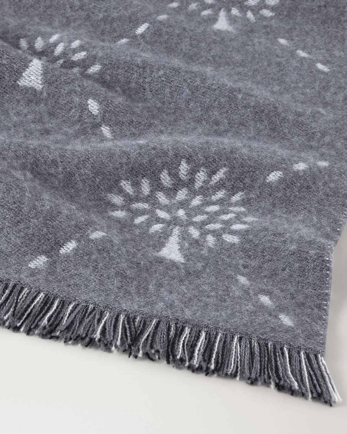 Diamond Tree Jacquard Wool Scarf, Foggy Grey & Light Grey Wool