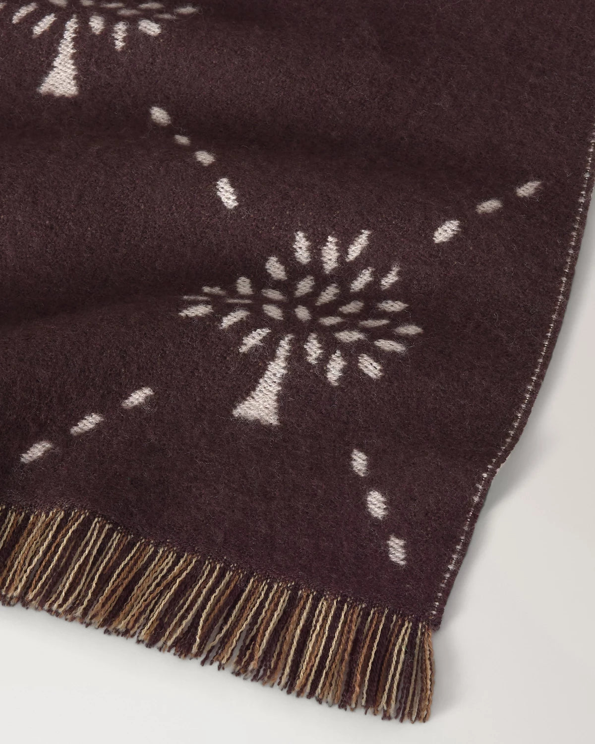 Diamond Tree Jacquard Wool Scarf, Ebony & Taupe Wool