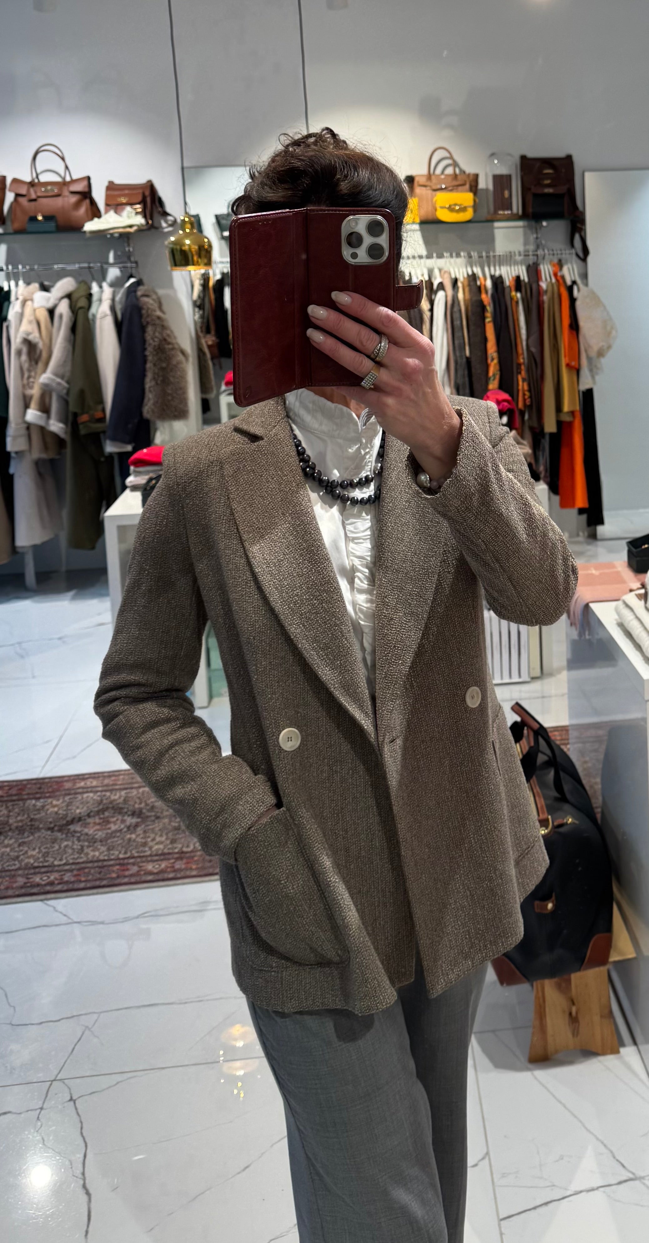 Blazer - Dubbelknäppt, Taupe