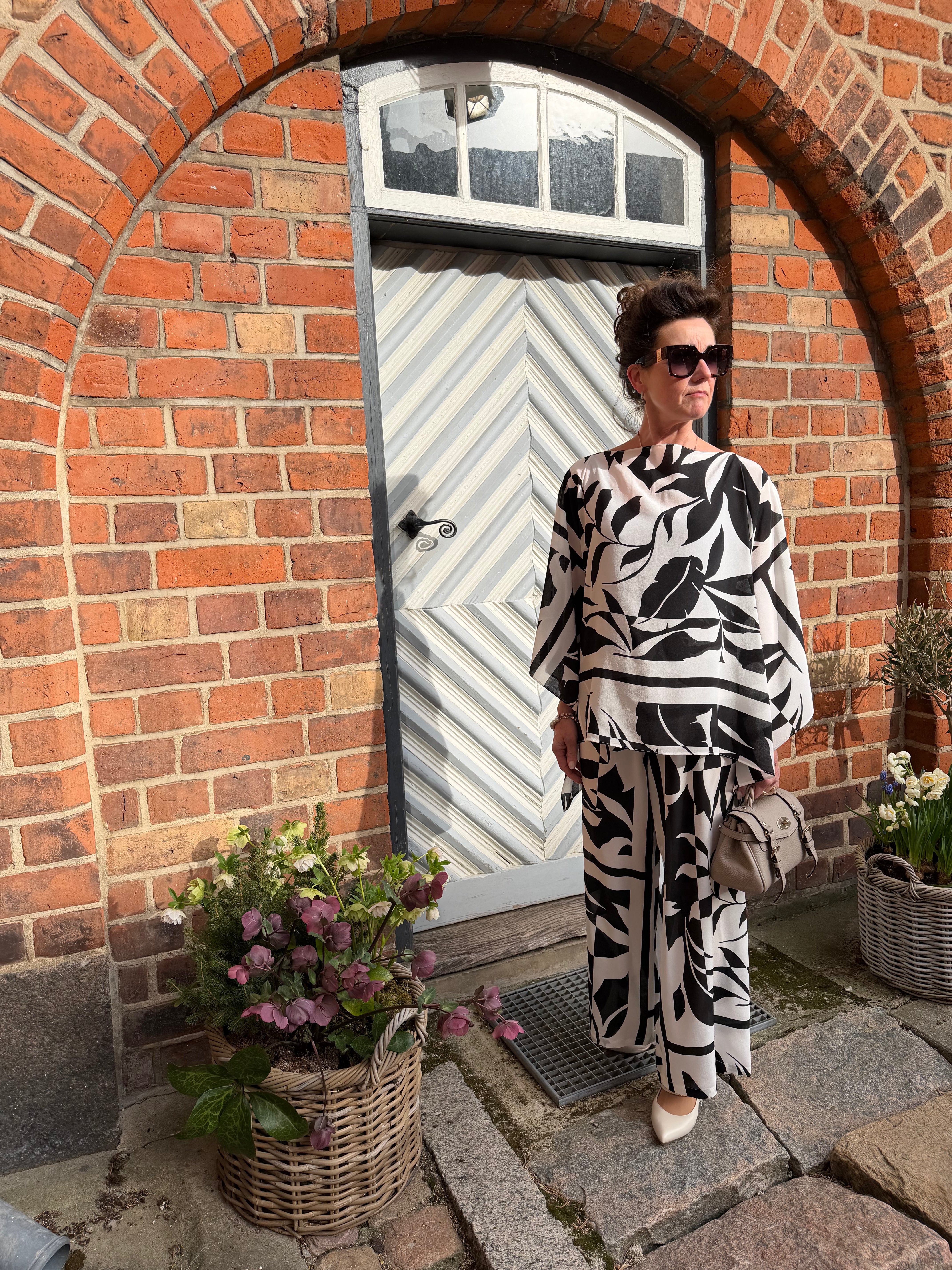 Printed silk palazzo trousers - Black