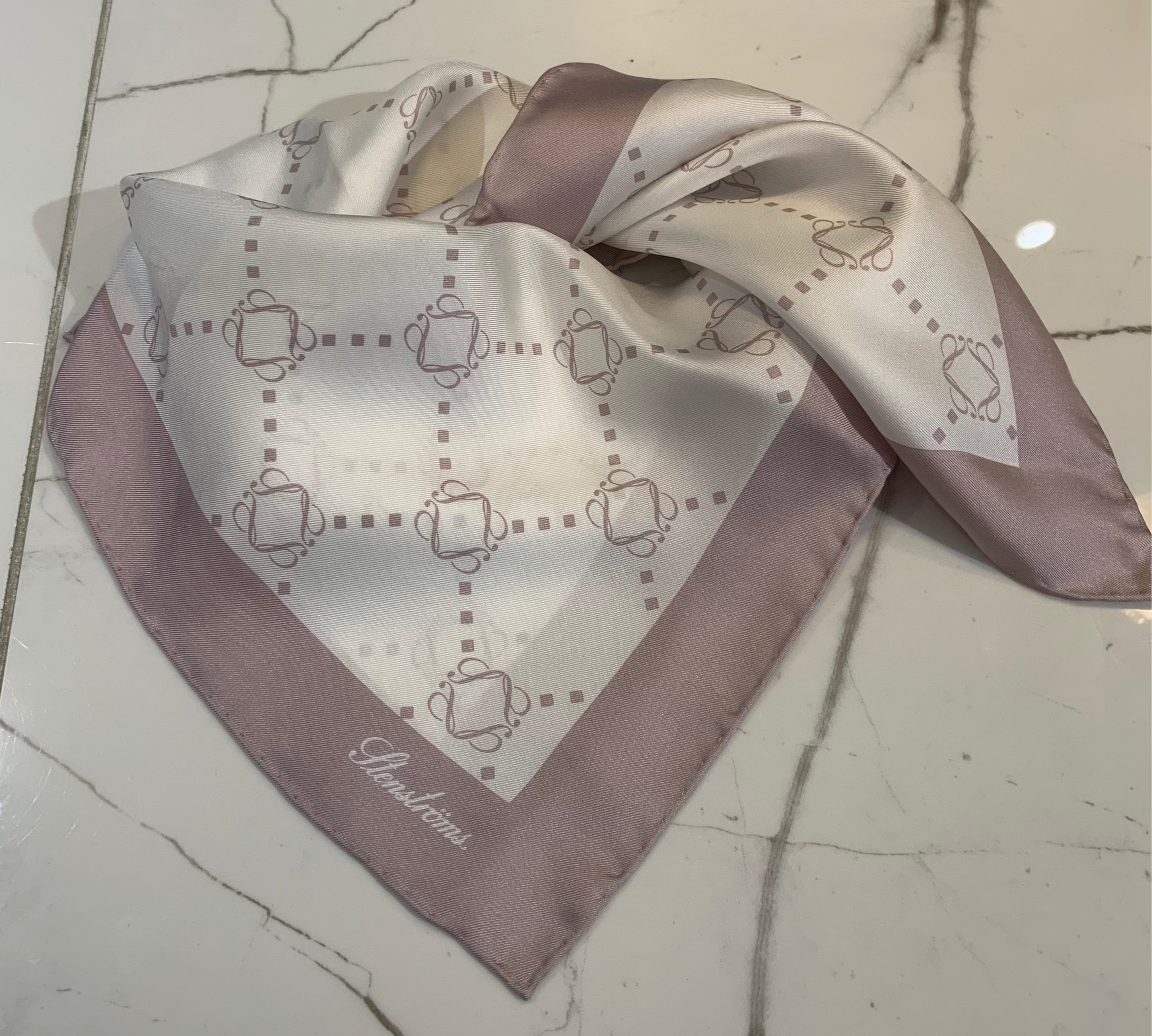Purple patterned silk scarf