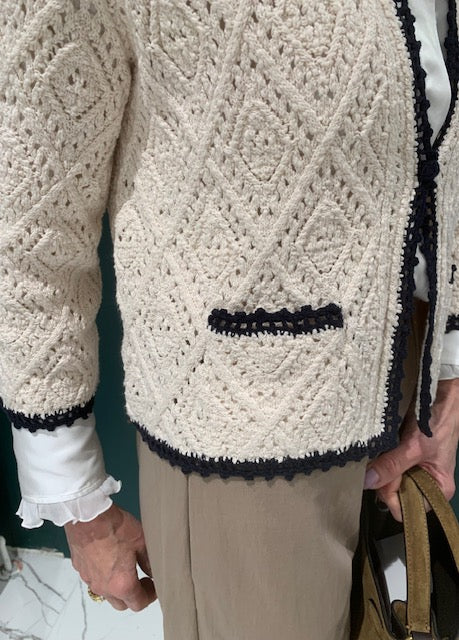 Goldia Cardigan, Ecrü / Marine