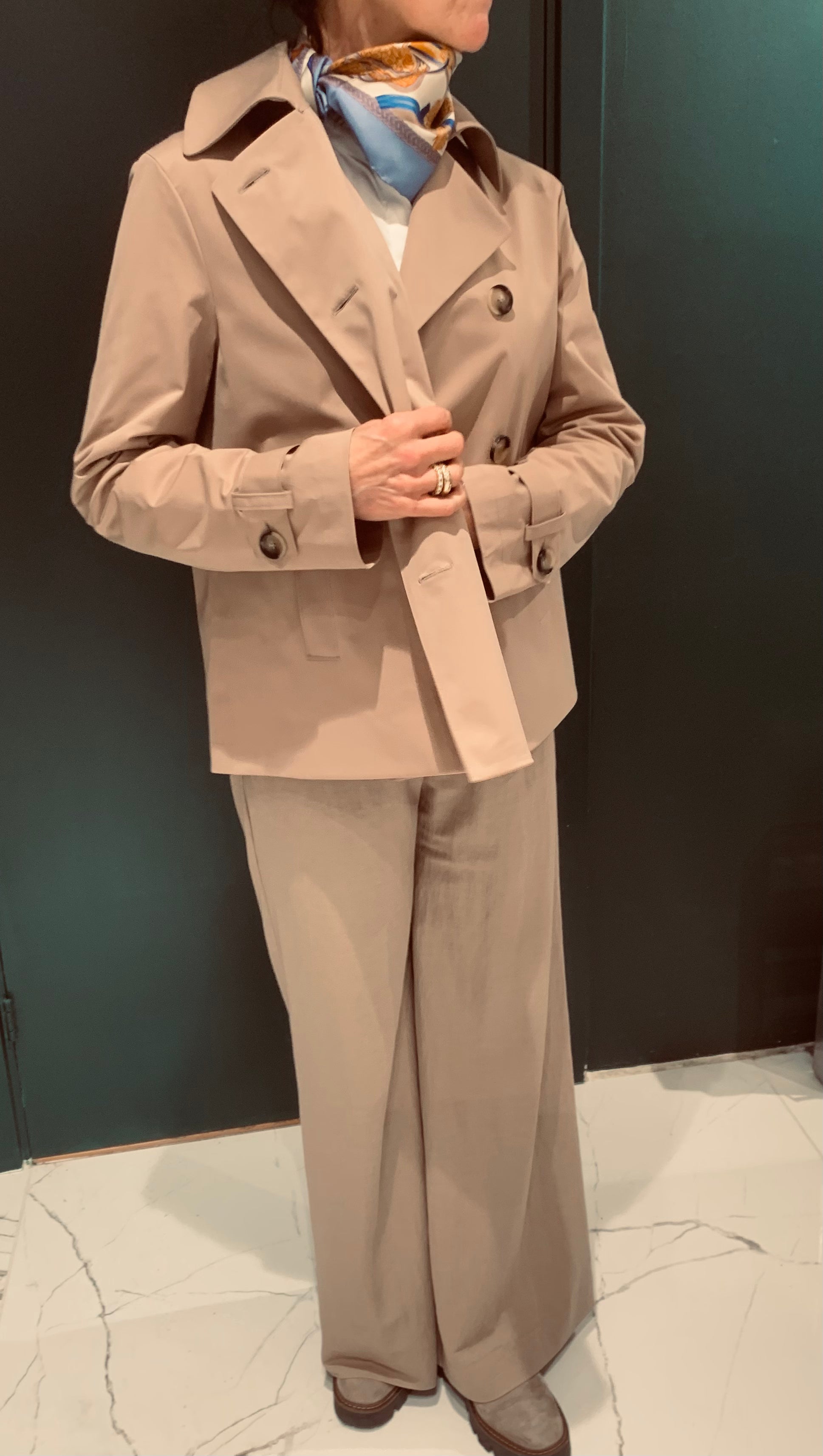 Cropped Trench Coat, Light Technic