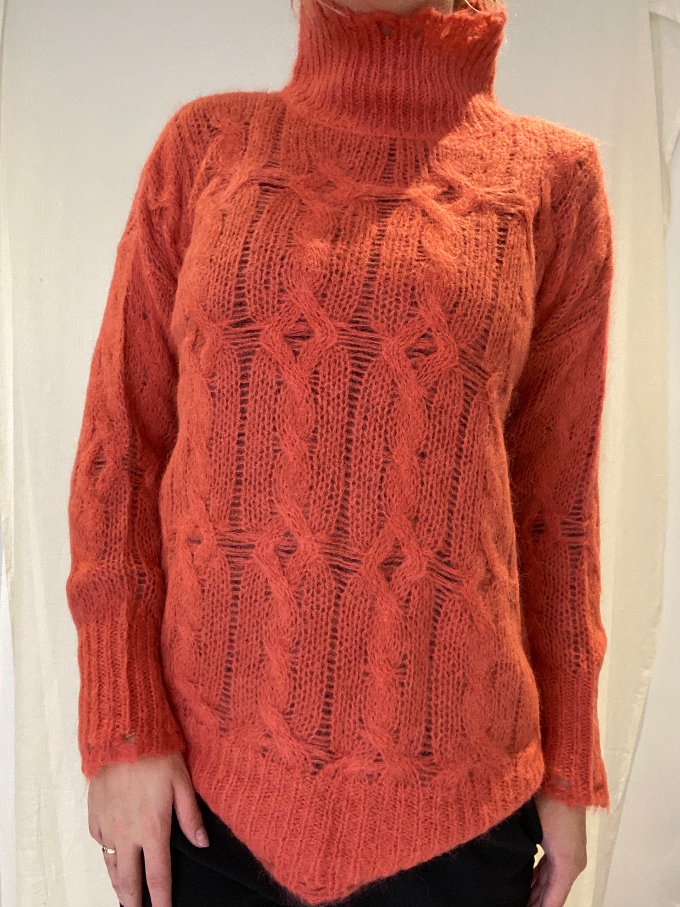 Tröja Alpaca Collo, varm orange