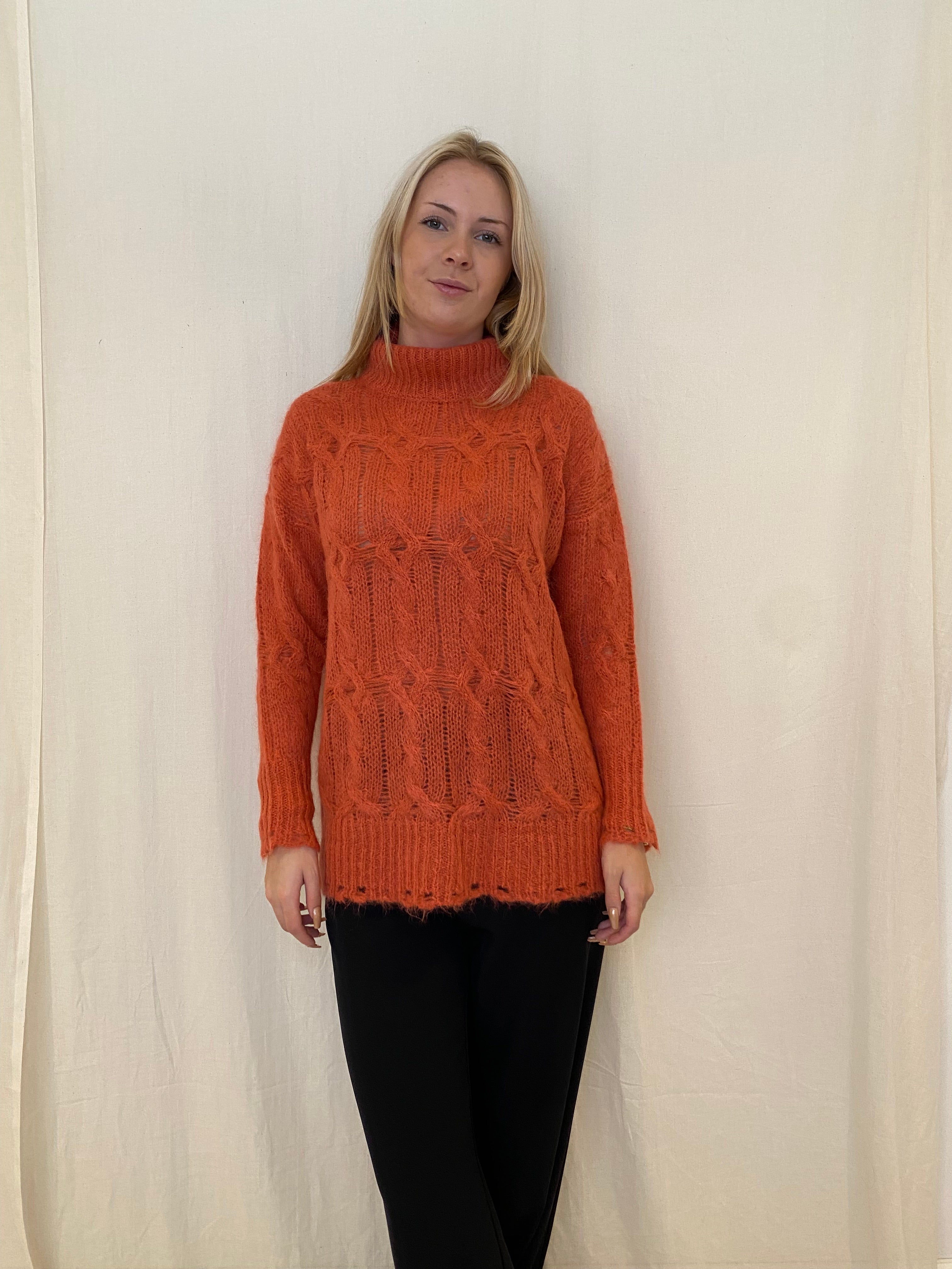 Sweater Alpaca Collo, Warm Orange