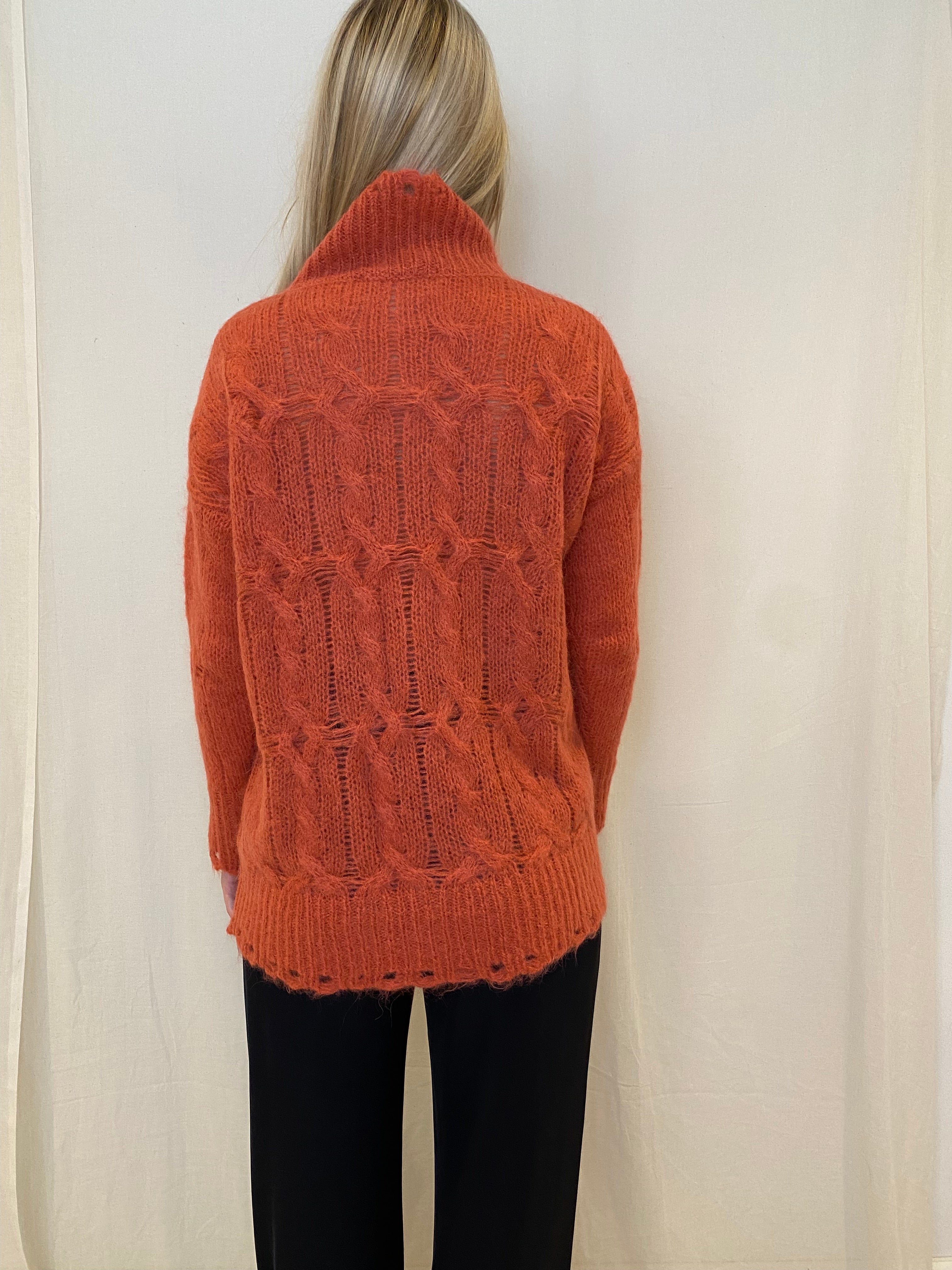 Sweater Alpaca Collo, Warm Orange