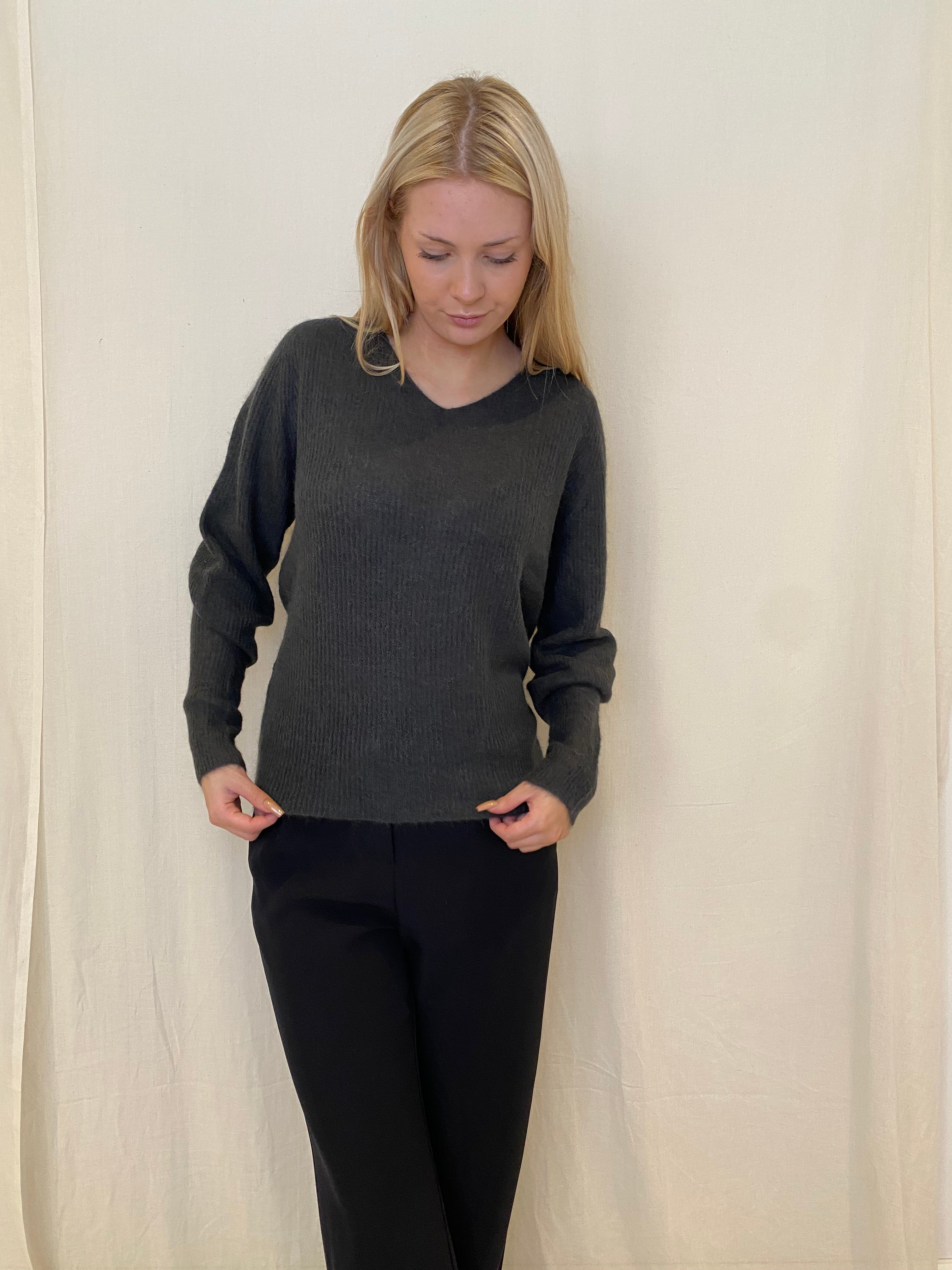 Alpaca Sweater, Grey / Green