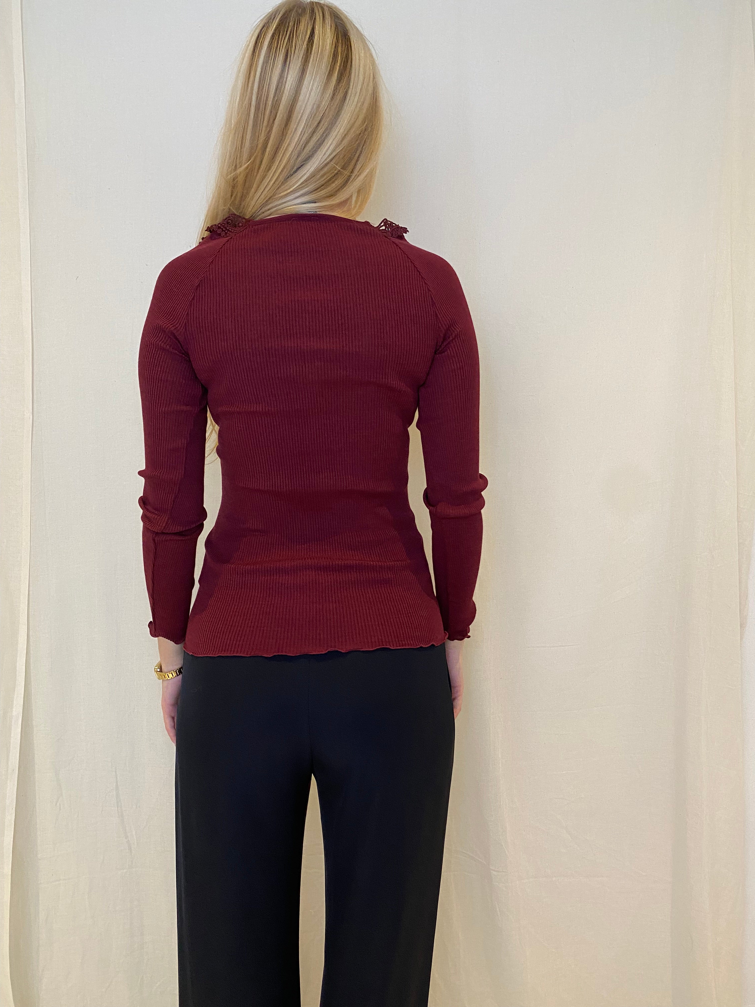 Longsleeved shirt, Bordeaux / Rose