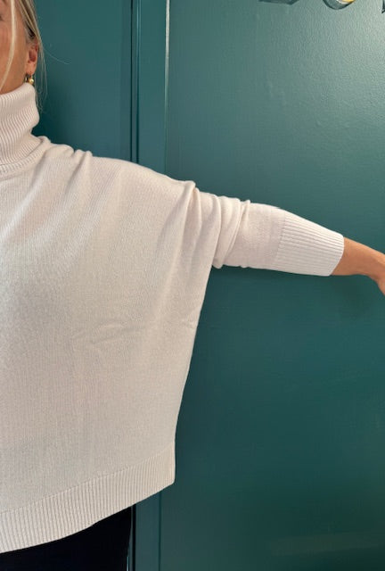 Kira, Roll Neck Knitted Sweater, Offwhite