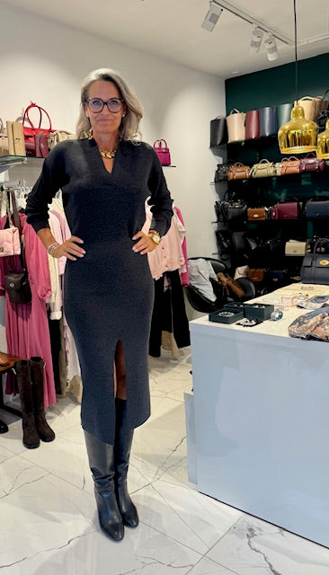 Eliette Stickad Klänning, Antracit