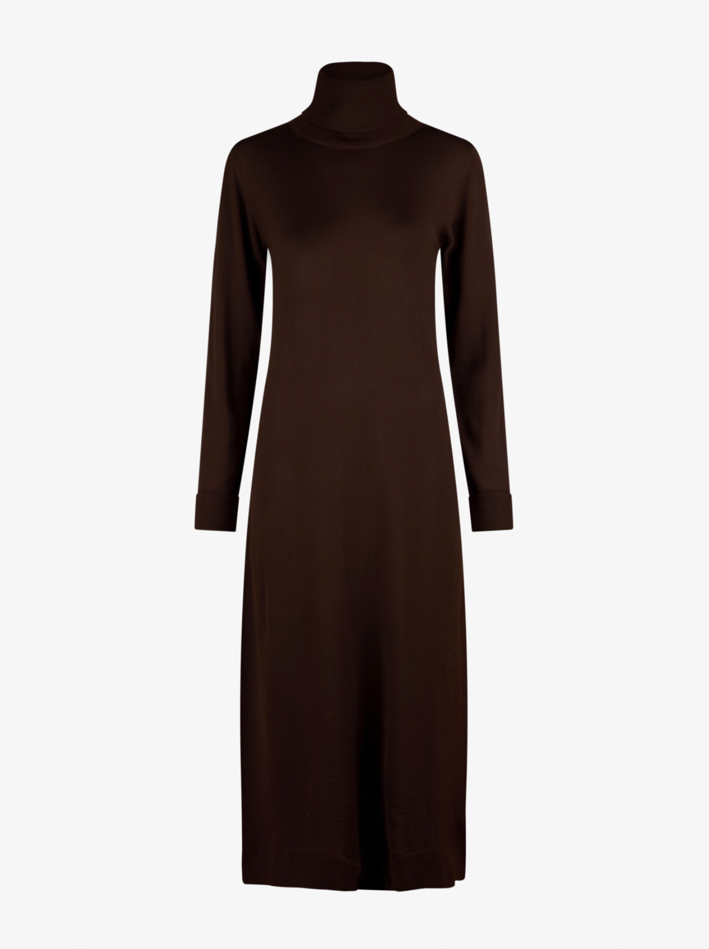 Ilse Stickad Merinoklänning, Mörkbrun